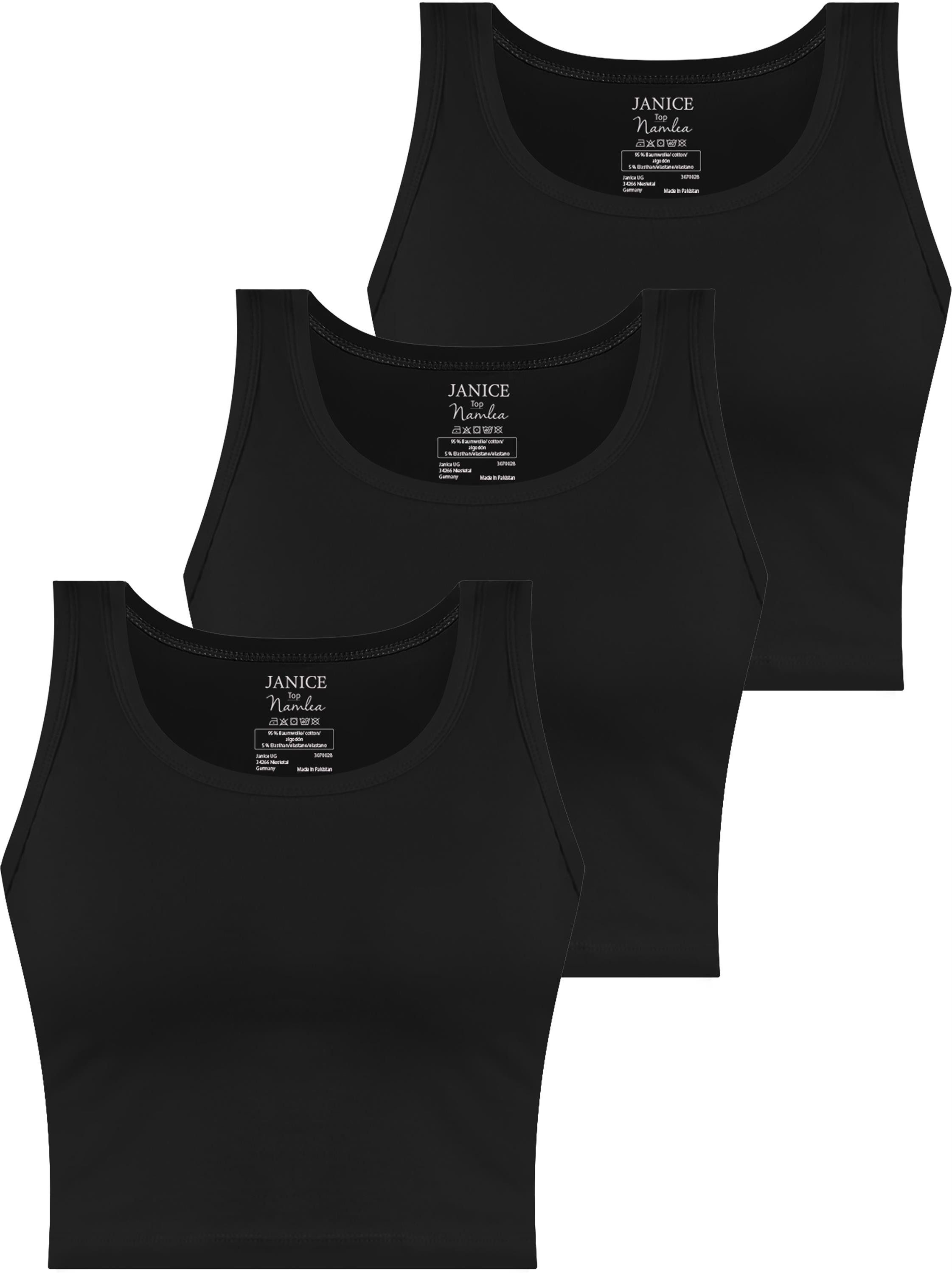 Janice Tanktop 3 x Damen crop Top Namlea Kurzes Tanktop aus Baumwolle