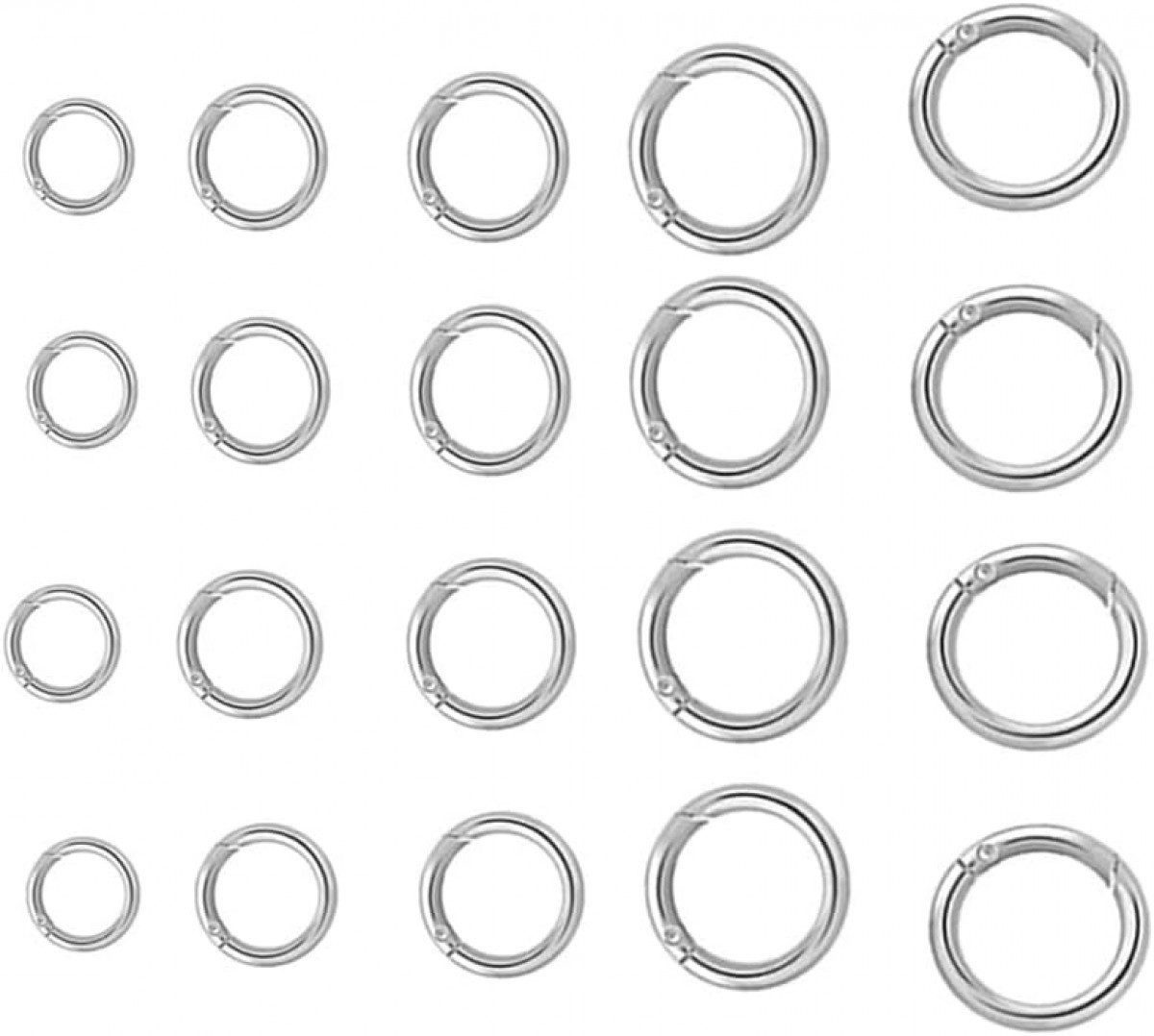 FELIXLEO Karabiner Runde KarabinerHaken aus Edelstahl in Silber für DIY Basteln, (40 St)