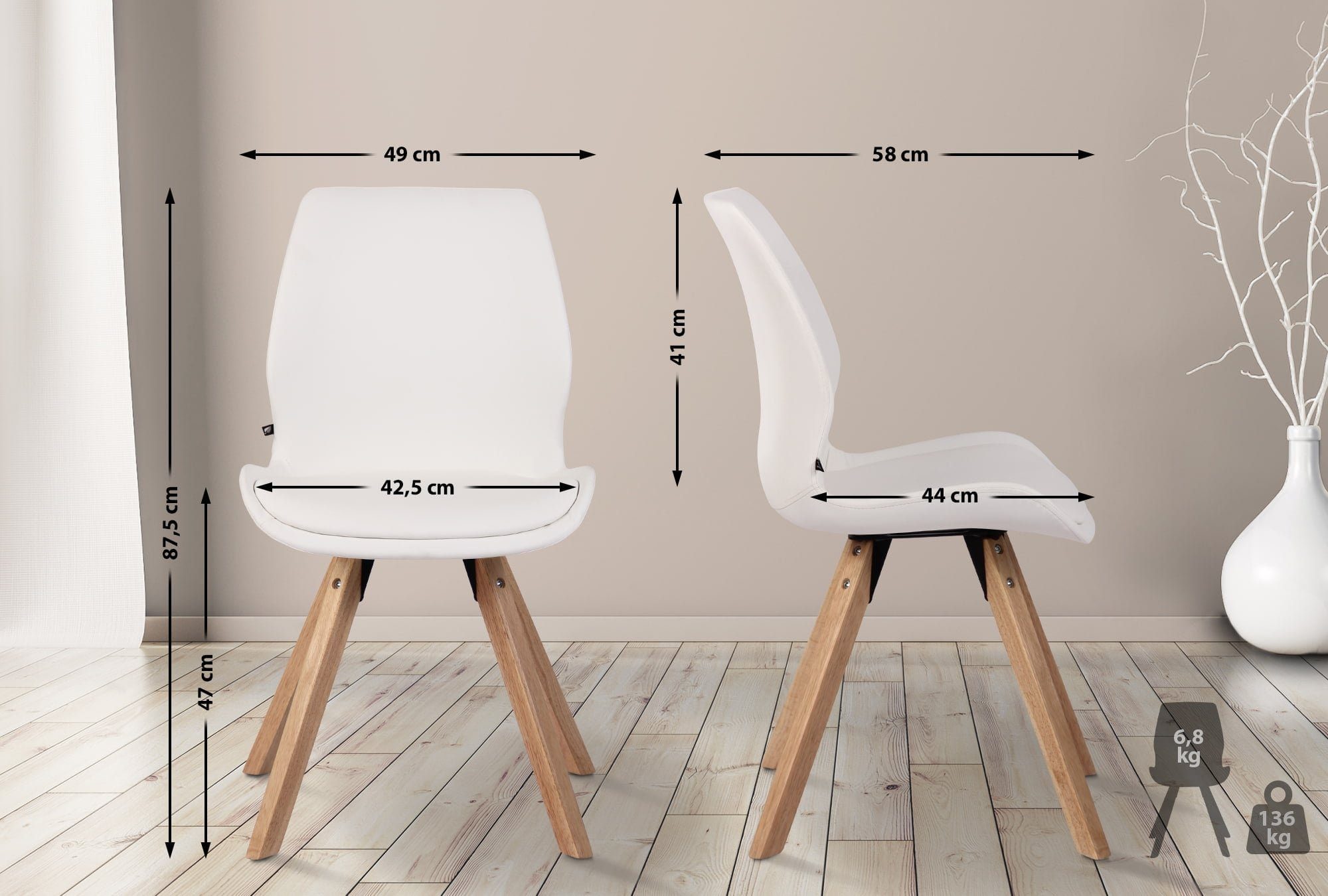 CLP Esszimmerstuhl Luna (2er Set), Kunststoff/ günstig online kaufen