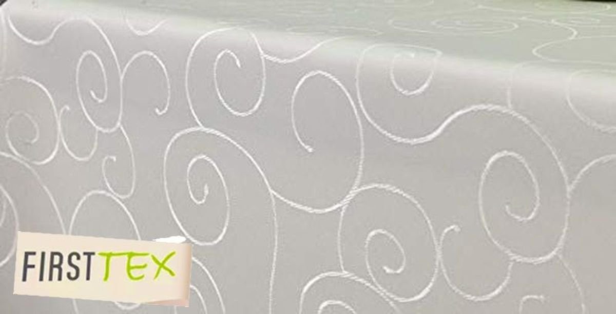 First-Tex Tischdecke, First-Tex Ornament Damast Tischdecke eckig 130x160 Creme, Pflegeleicht, Hochwertig, Bügelarm, Schnelltrocknend, Farbecht