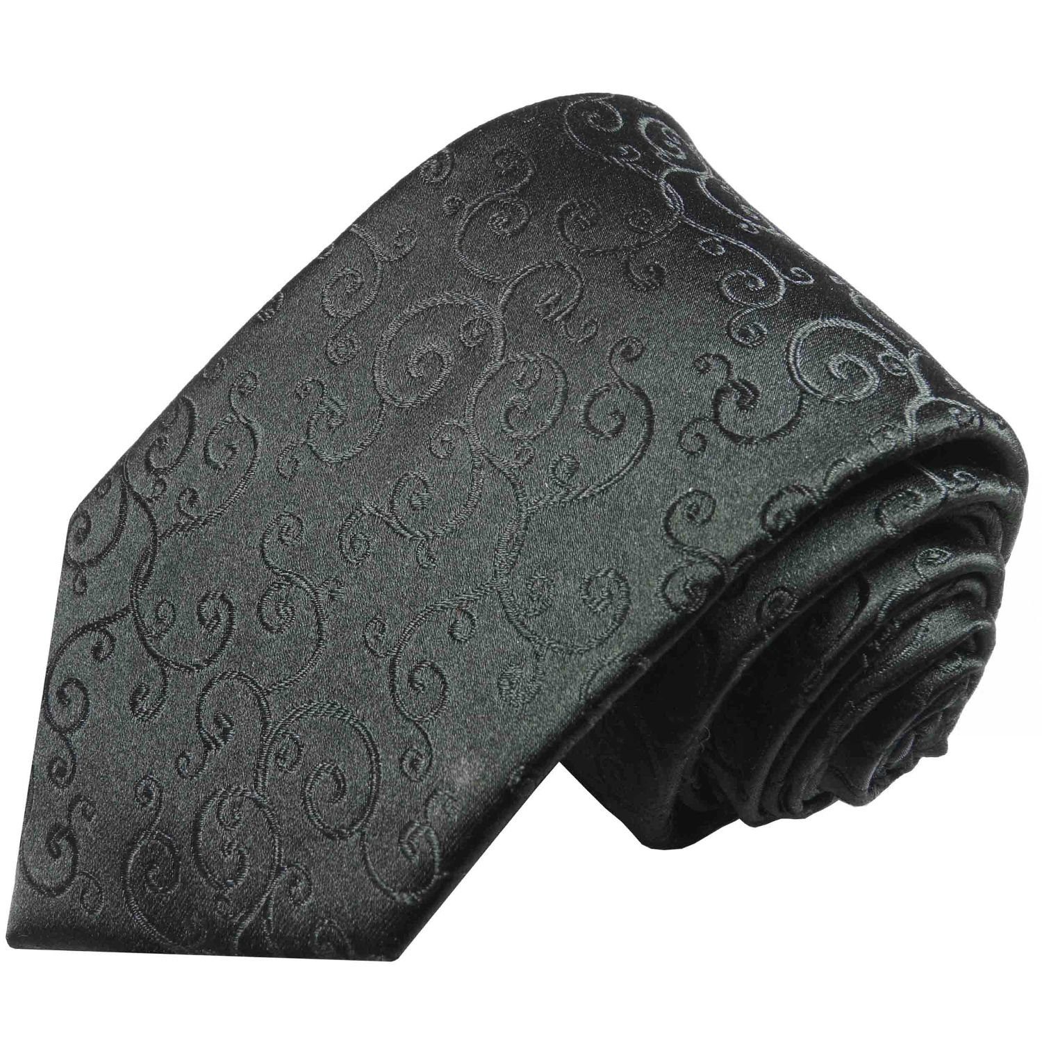 Paul Malone Krawatte Seidenkrawatte modern Seide Schlips Ornamente schwarz 100% Designer Herren (6cm), 2095 Schmal