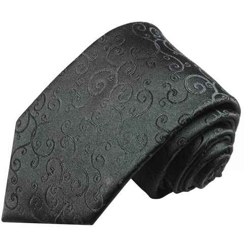 Paul Malone Krawatte Designer Seidenkrawatte Herren Schlips modern Ornamente 100% Seide Schmal (6cm), schwarz 2095