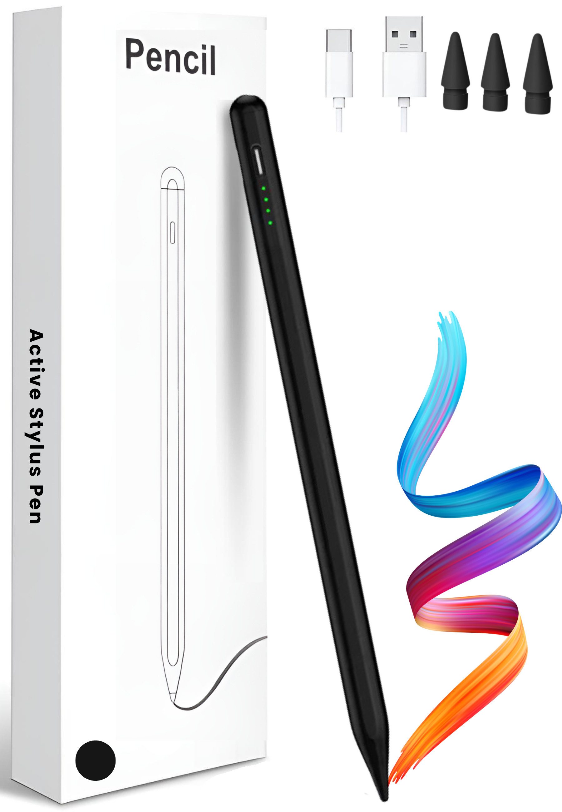 S&T Design Eingabestift Stift für iPad USB-C (2018-2024) Schnellladen für Apple iPads (2018-2024) Tabletstift Stylus Pencil 2. Generation Pen USB-C V1