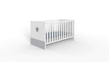 99rooms Babymöbel-Set Stylefy Ravi Weiß Hellgrau, (Babyzimmer-Set, Set (5-St), aus Holzwerkstoff, Modern Design, mit Rausfallschutz, viel Stauraum, made in Europa