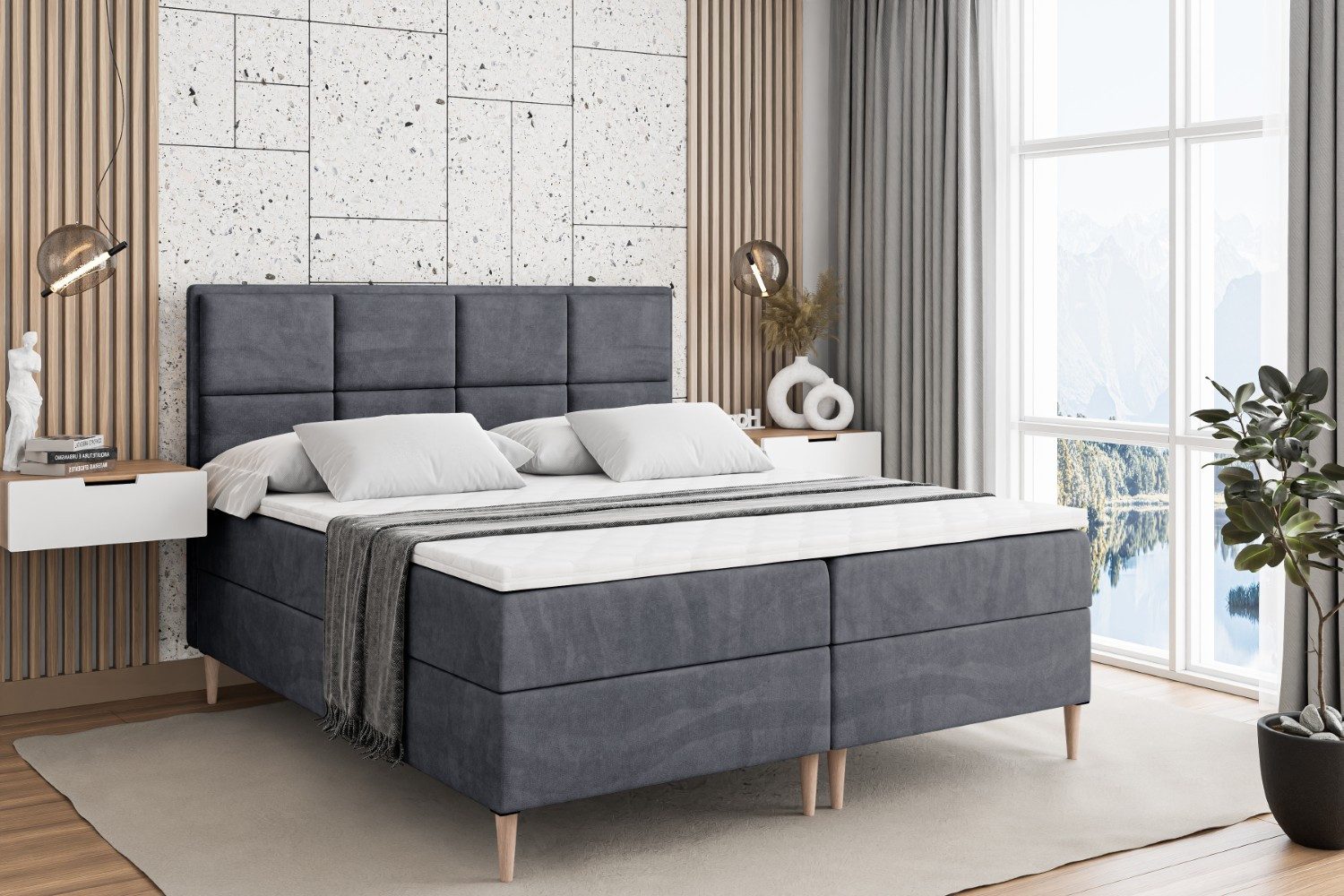 ALTDECOR Boxbett NOVA-F (Multipocket-Matratze H4, H3 Matratze Bonellfederung, Topper, Kopfteil)