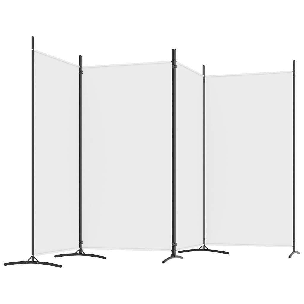 furnicato Raumteiler 4-tlg. Paravent Weiß 346x180 cm Stoff