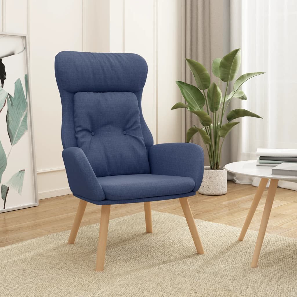Relaxsessel Blau 70 x 77 x 94 cm mit Stoffbezug und Massivholzgestell
