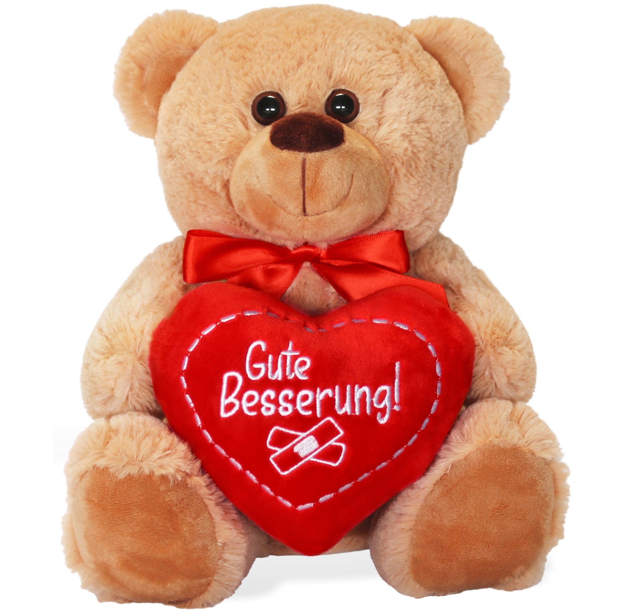 matches21 HOME & HOBBY Plüschfigur Teddybär mit Herz Gute Besserung braun 25 cm (1-St)
