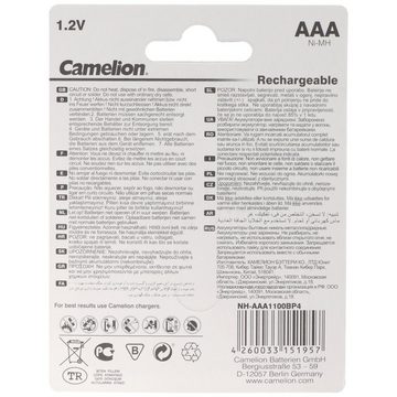 Camelion AAA, Micro, LR03, HR04, NiMH Akku mit bis zu 1100mAh in 4er Blisterve Akku 1100 mAh (1,2 V)