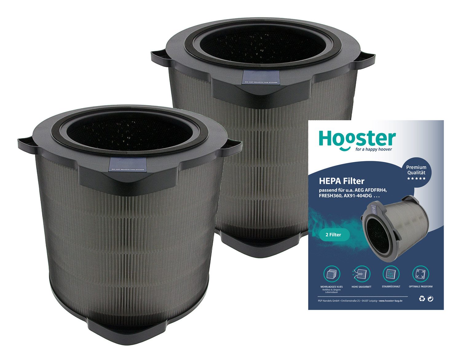 Hooster Luftfilter 2er Set Filter kompatibel mit AEG Luftreiniger AX91-404DG, Ersatz für den AEG FRESH360 Luftfilter AFDFRH4