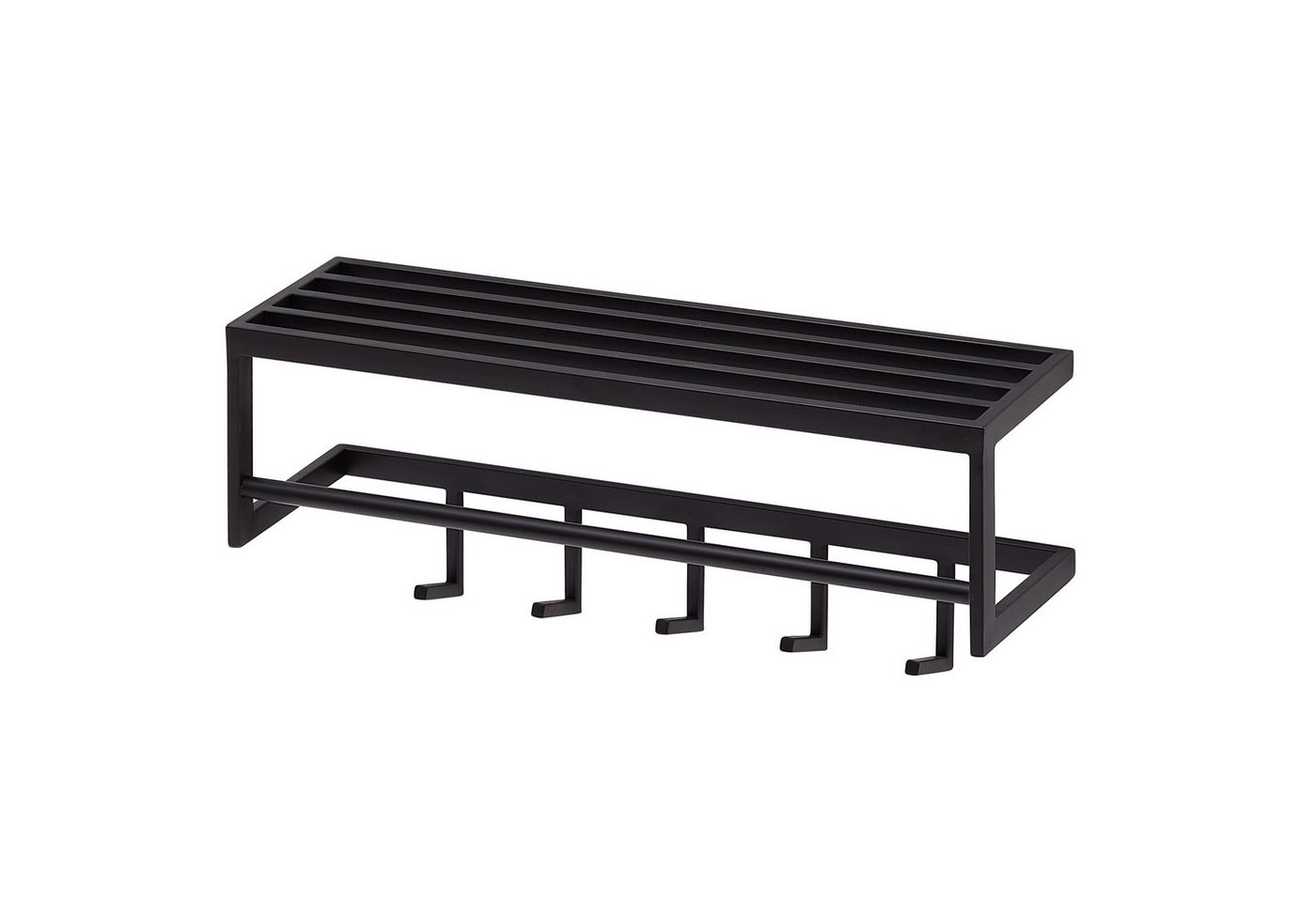 furnicato Garderobe Wandgarderobe mit Ablage 70x20x20 cm Schwarz (1 St), Garderobenständer mit Ablagefläche und massiven Haken für den Flur