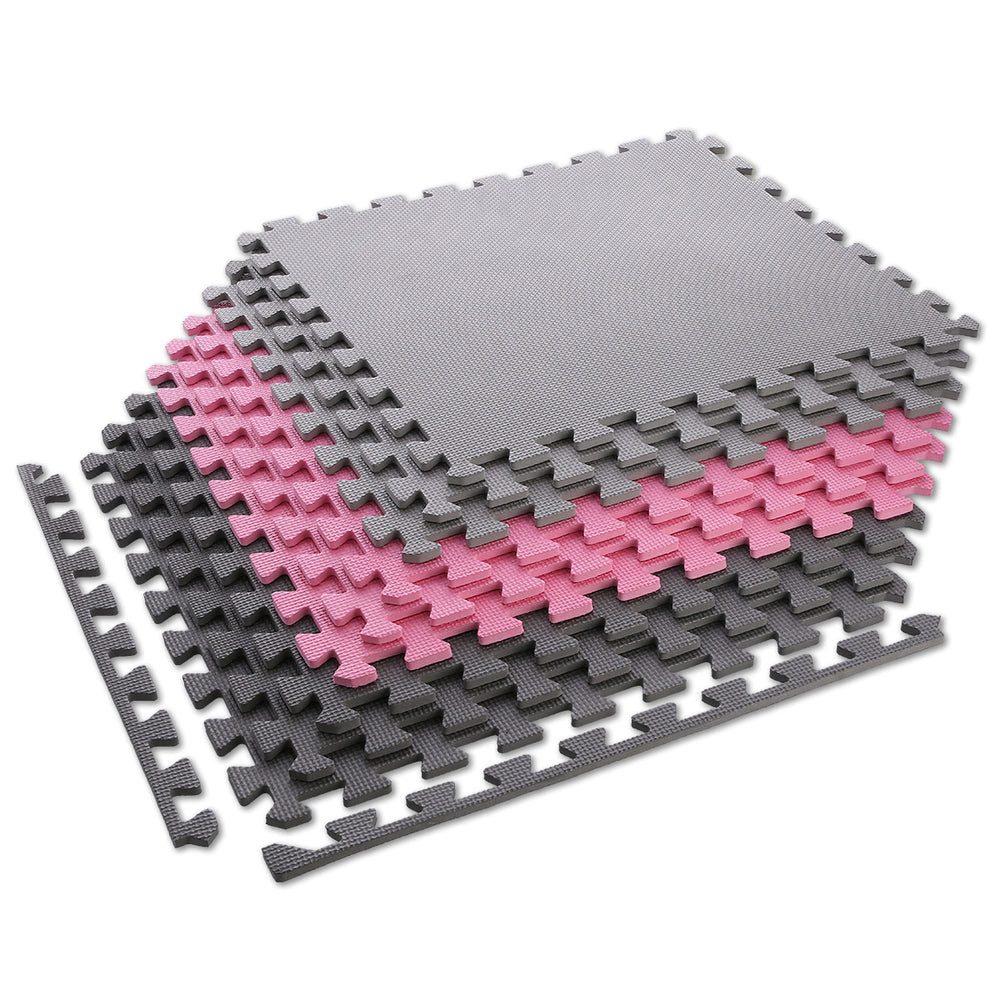 ONE FITNESS Fitnessmatte Kraftsport Schutzmatte Unterlegmatte (Spar-Set, 9-St., Bodenschutz), Schützt effektiv vor Kratzern, Druckstellen und Beschädigungen