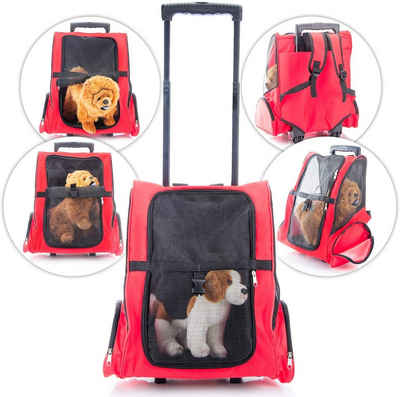 all Pets United Tiertransporttasche »Hunde-Trolley Kleintier Transportbox«, Tier-Trolley Haustier-Rucksack mit Teleskoparm