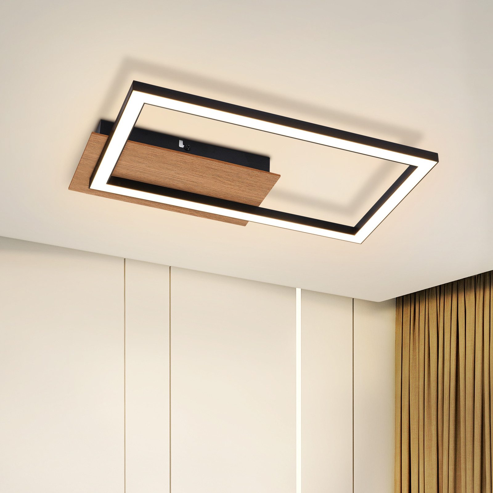 ZMH LED Deckenleuchte Wohnzimmer 3000K Schwarz günstig online kaufen