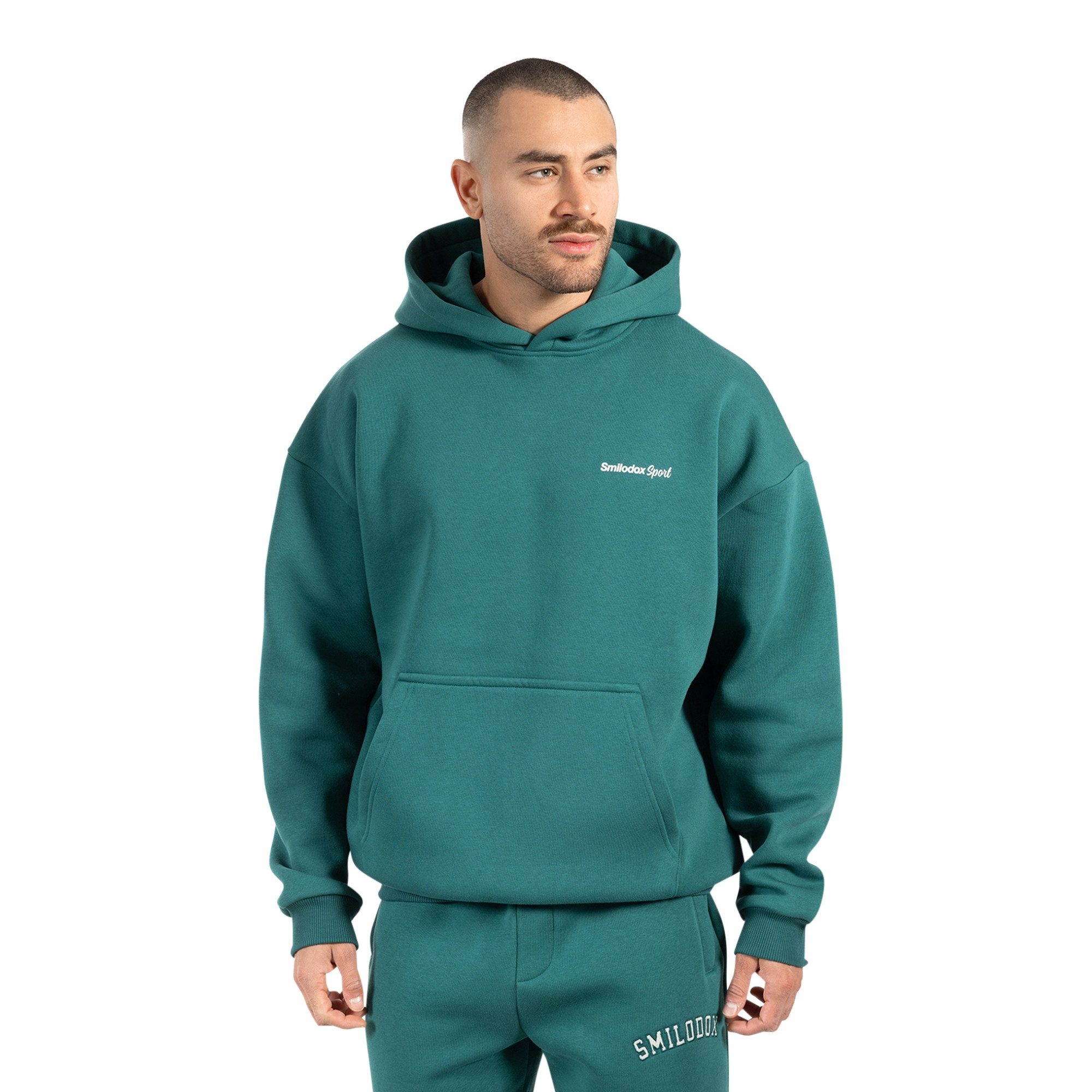 Smilodox Hoodie Tamio, Regular Fit Kapuzenpullover mit Prints auf Brust & Rücken Flauschiger Stoff Pulli Kängurutasche & Bündchen Sport Freizeit