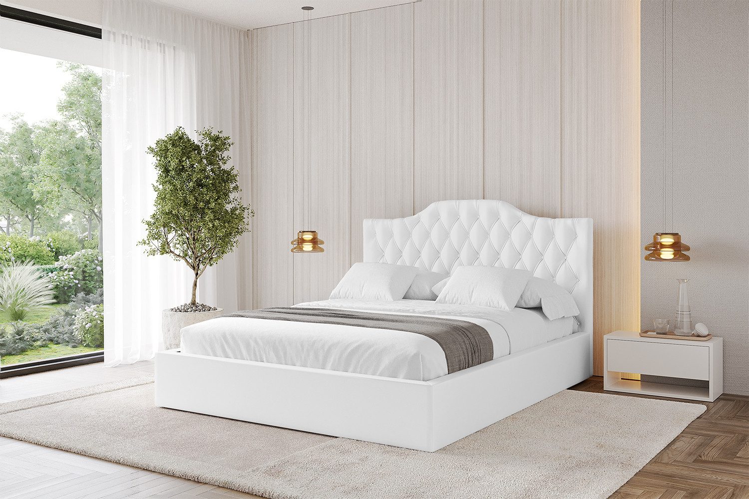 ALTDECOR Polsterbett FALIO (Polsterbett mit Bettkasten und Lattenrost, Boxbett ohne Matratze), Doppelbett mit Stauraum, Bett mit Kopfteil