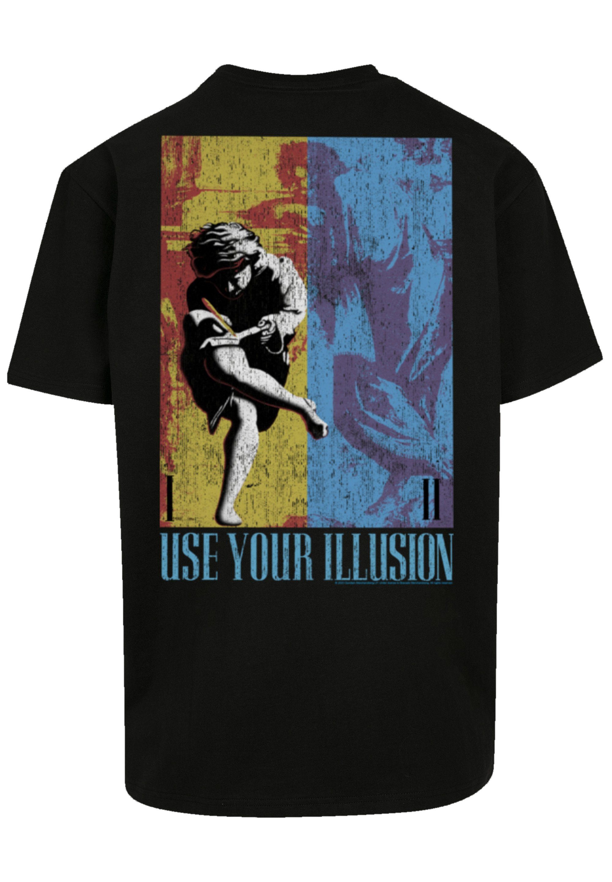 'n' Musik, Music Guns schwarz Logo T-Shirt Illusion Band, Double F4NT4STIC Roses