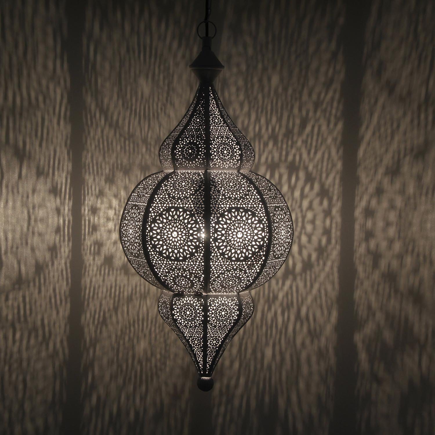 Casa Moro Deckenleuchte Orientalische Lampe Jamila weiß gold mit Kette Baldachin E27 Fassung, Vintage Hängelampe, ohne Leuchtmittel, Pendelleuchte Shabby Chic LN2020