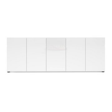 Sideboard Mister, in weiss, Lack Hochglanz - 225x80x38cm (BxHxT)