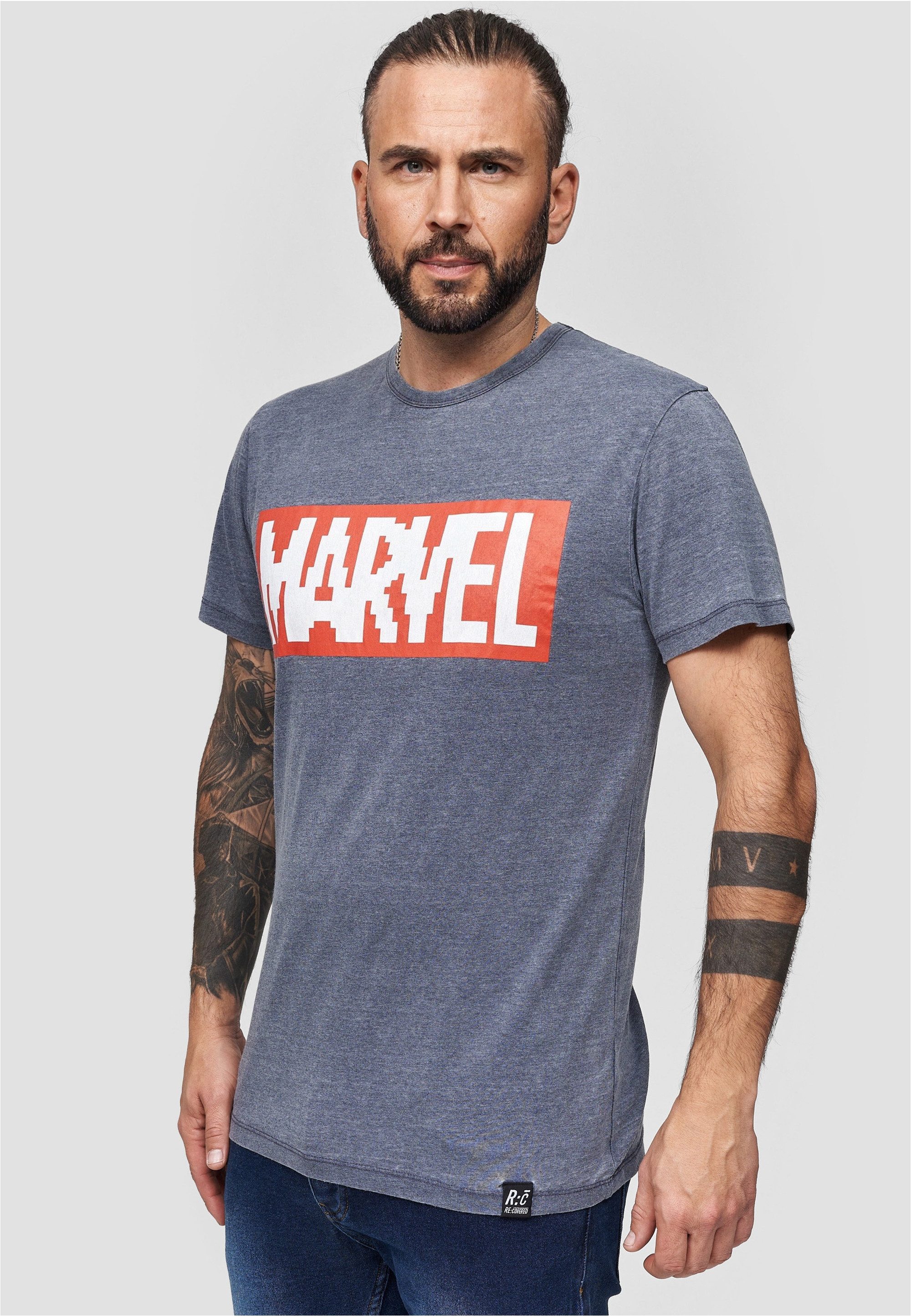 Recovered T-Shirt Marvel Pixel Logo im lockeren Schnitt
