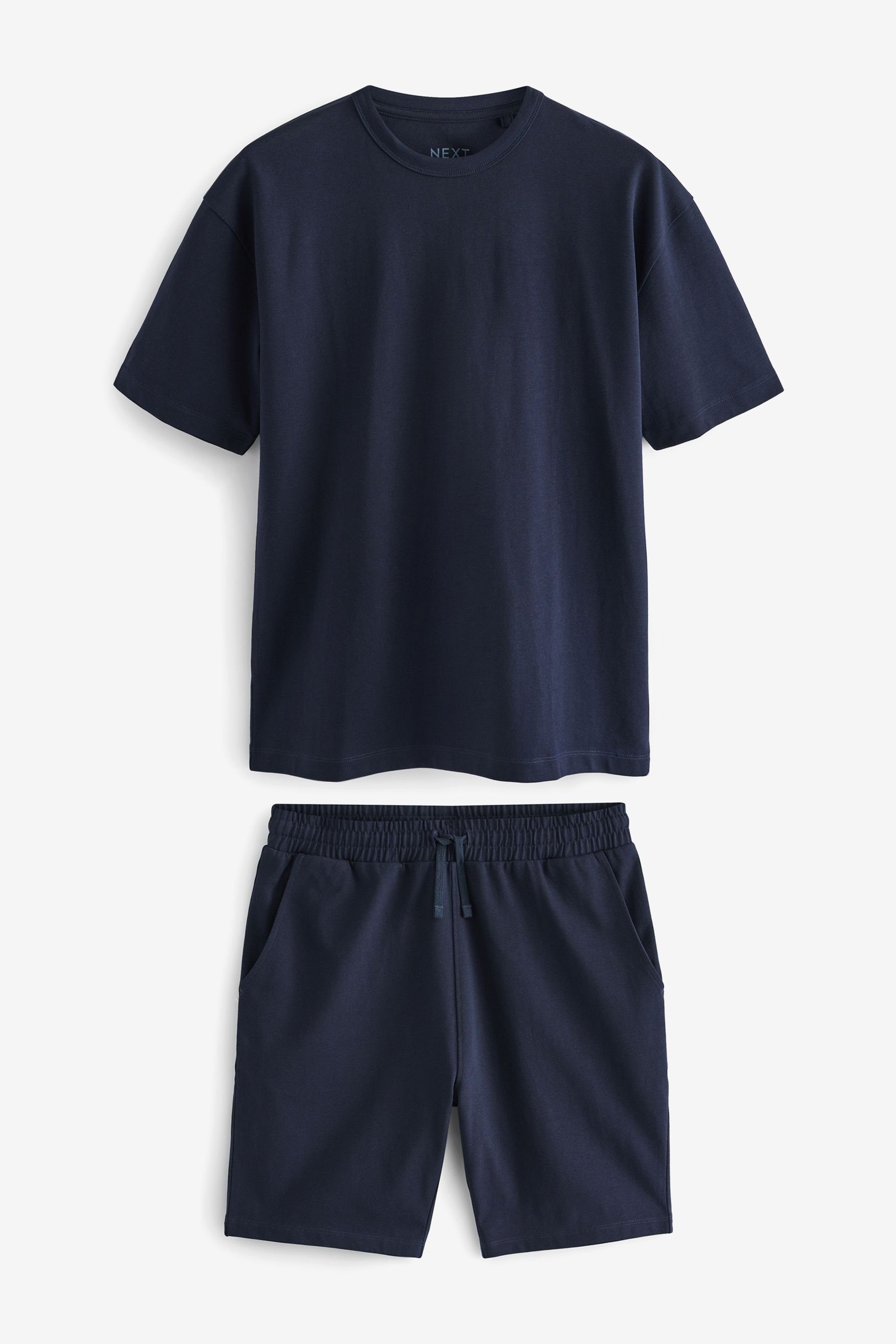 Next Pyjama Schlafanzug im Relaxed Fit (2 tlg) Navy Blue
