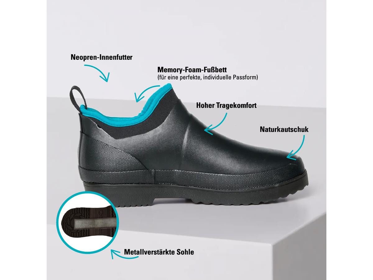 GARDENA Gartenstiefel Low Cut Neopren Memory Foam Gr. 43 Gummistiefel mit Inlay, Kontrastsaum & Logo-Profilsohle