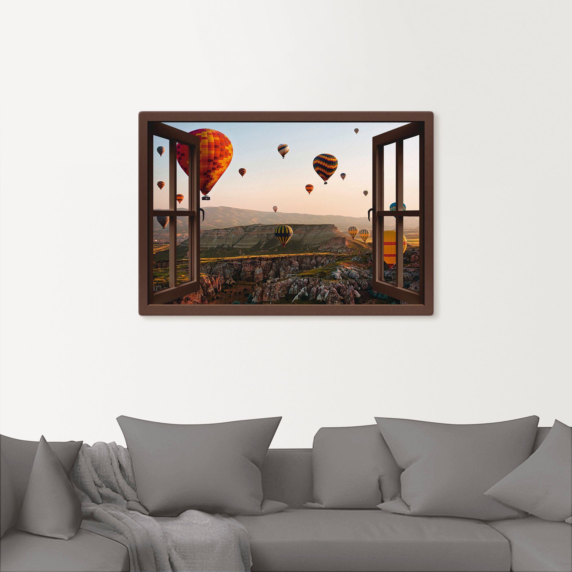 Artland Leinwandbild Fensterblick Kappadokien Ballonfahrt, Ballonfahren (1 St), auf Holzrahmen gespannt