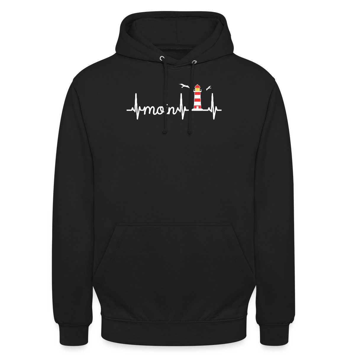 Hoodie Moin EKG Herzschlag Leuchtturm Möwe Unisex Hoodie