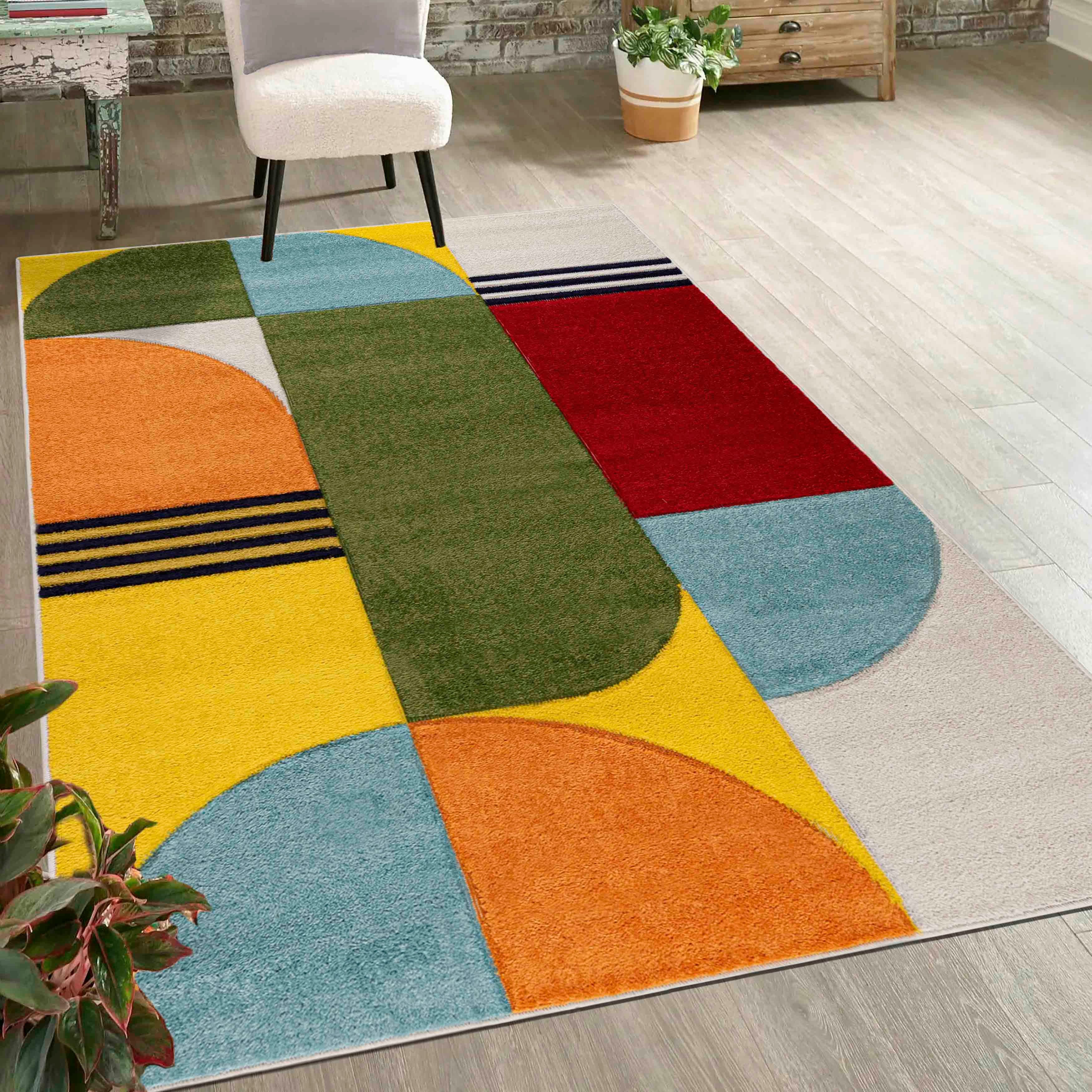 Mazovia Designteppich Modern Geometrischer Teppich Bunt Weich Teppich für Wohnzimmer Bunte, 80 x 150 cm, Fußbodenheizung