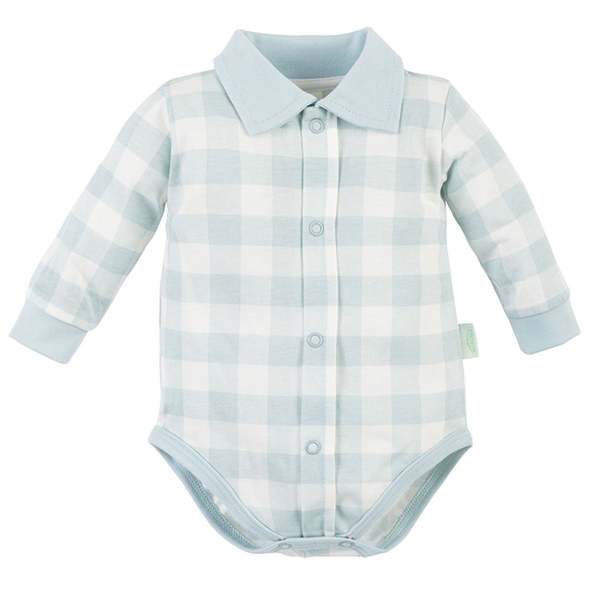 Makoma Hemdbody Baby Body Bodyhemd Langarm Kariert für Neugeborene Jungen 100% Baumwolle | Hemdenbodies