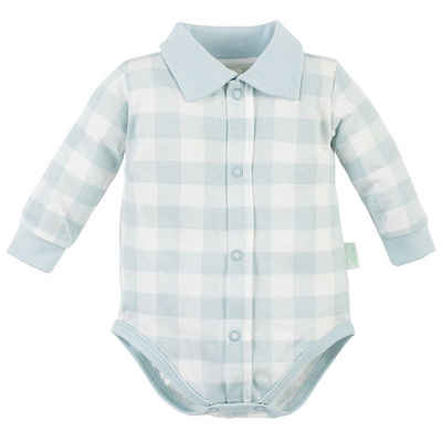 Makoma Hemdbody Baby Body Bodyhemd Langarm Kariert für Neugeborene Jungen 100% Baumwolle