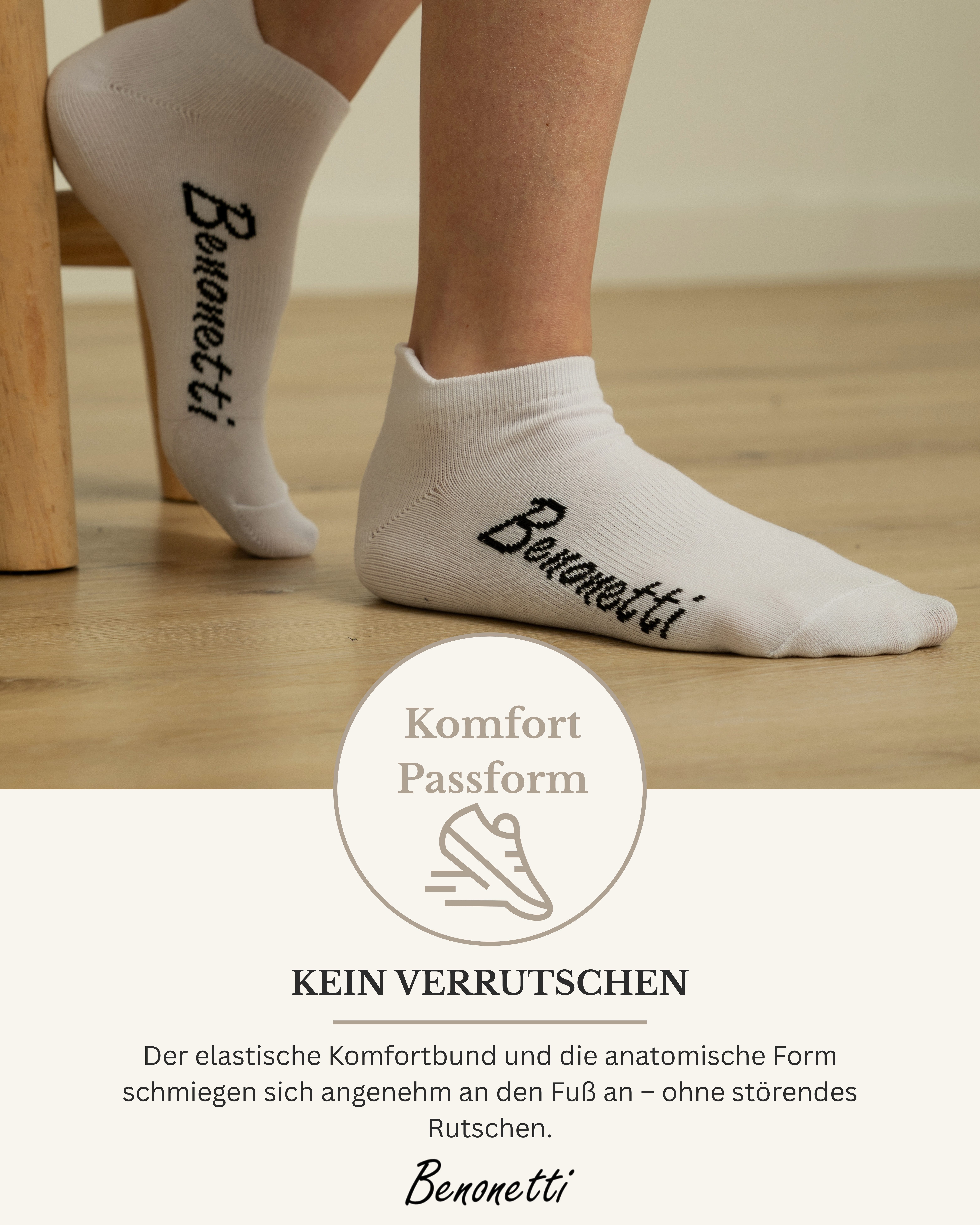 Benonetti Sneakersocken Damen & Herren aus Baumwolle – kurze Socken mit Fersenschutz (Packung, 6-Paar) Atmungsaktiv, Klimaregulierend, Schweißhemmend – Bild 4 von 5