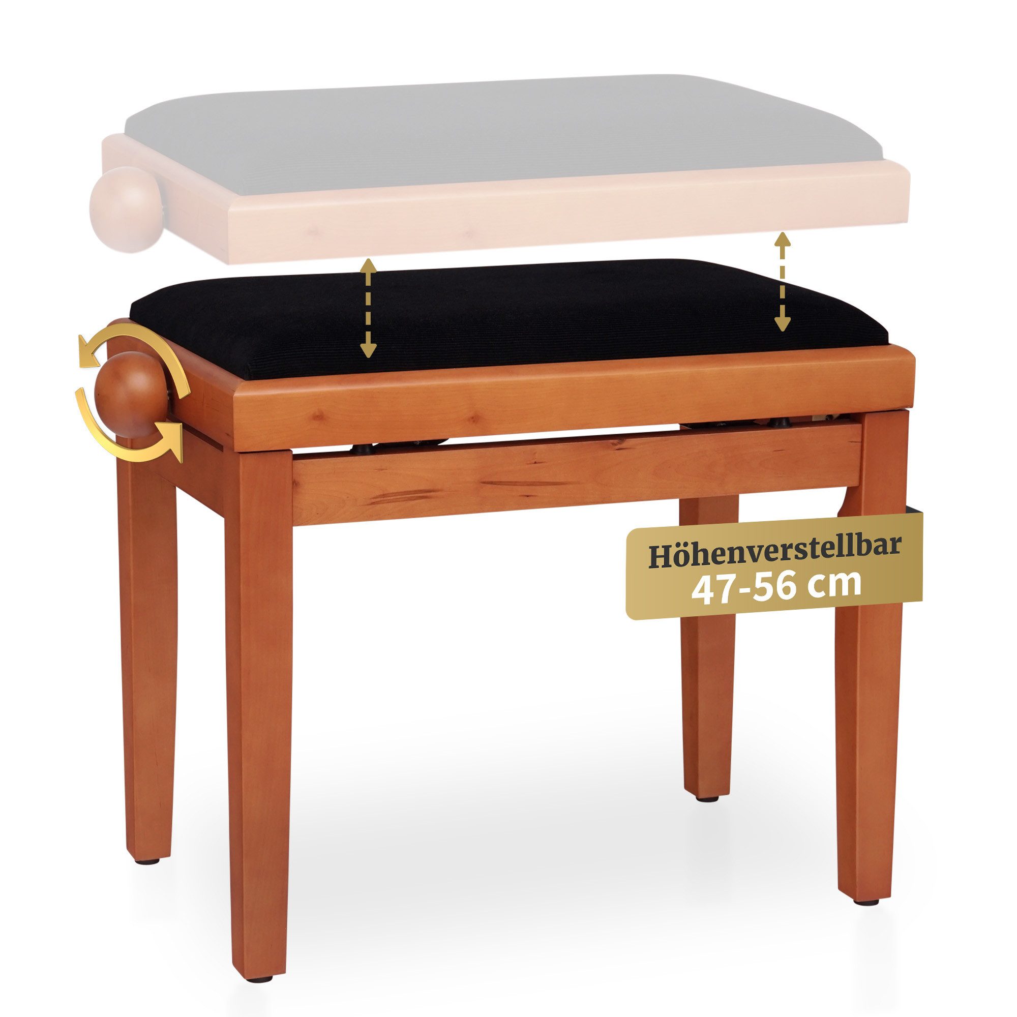 Klavierbank DP Pianobank - Höhenverstellbar von 47 bis 56 cm