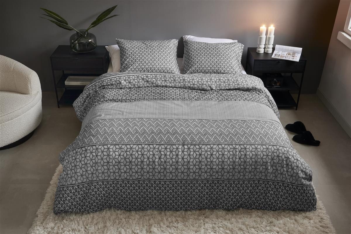 Rivièra Maison Bettwäsche Bettwäsche Marley Grey 155x220 Grau, Baumwolle, 2 teilig, bettwäsche 155x220 baumwolle reißverschluss warm baumwolle bettwäsche