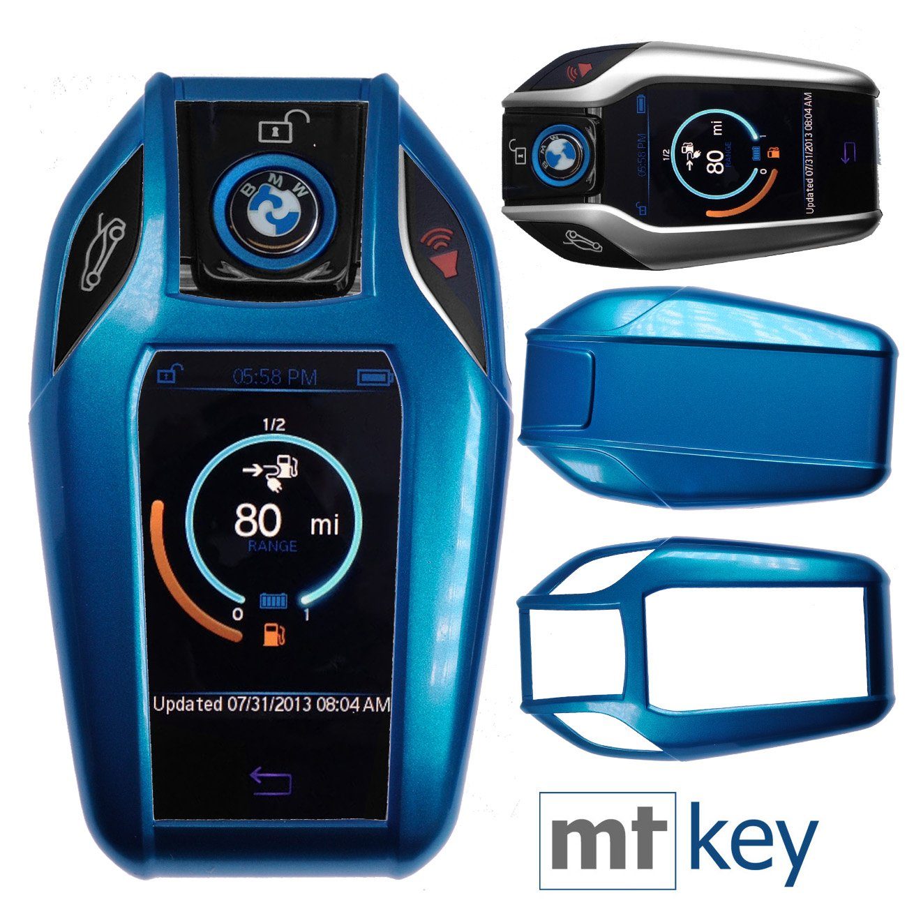 für 7er Hardcover Blue, BMW i8 X3 G11 Metallic Schutzhülle SMARTKEY G31 Autoschlüssel Metallic G01 5er X4 G02 mt-key G30 Schlüsseltasche KEYLESS Blau