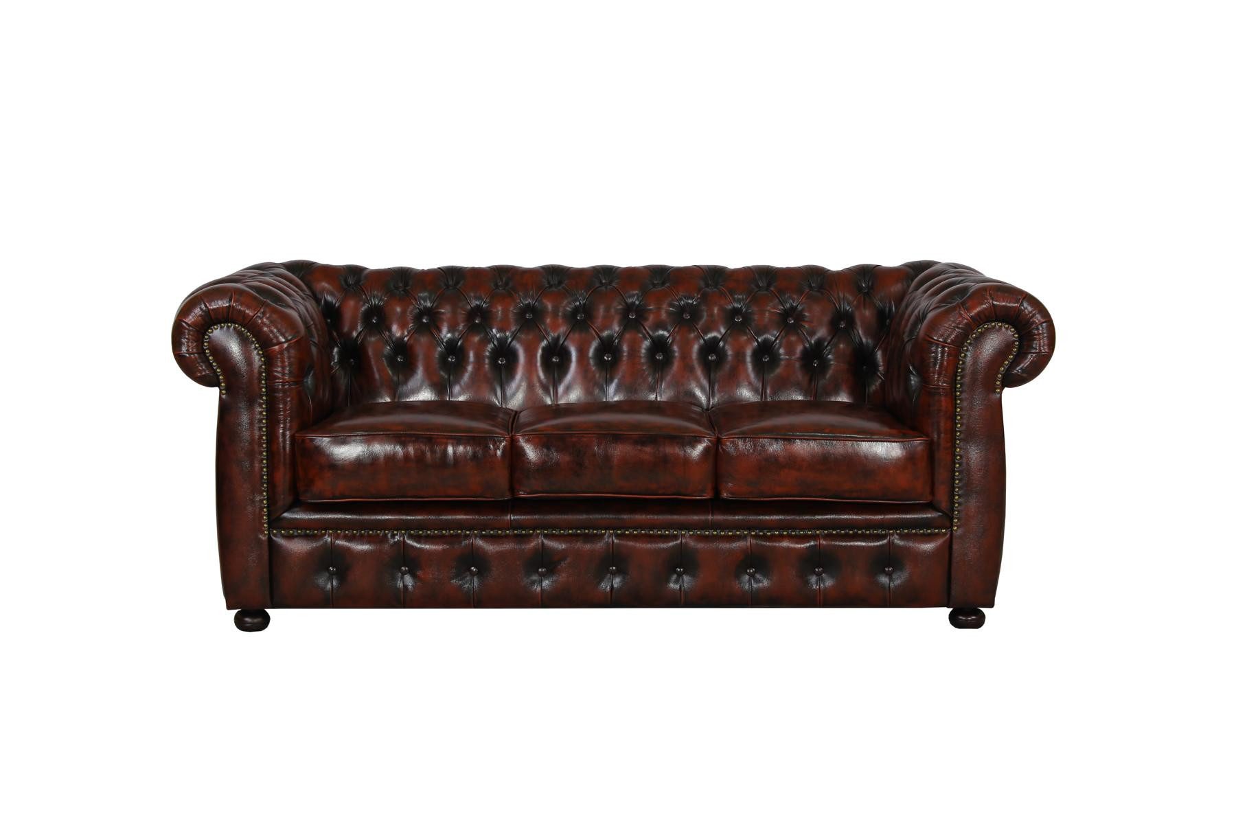 Salottini Chesterfield-Sofa XL 3er Sofa Chesterfield 3-Sitzer Couch Avon Deluxe, Vollleder