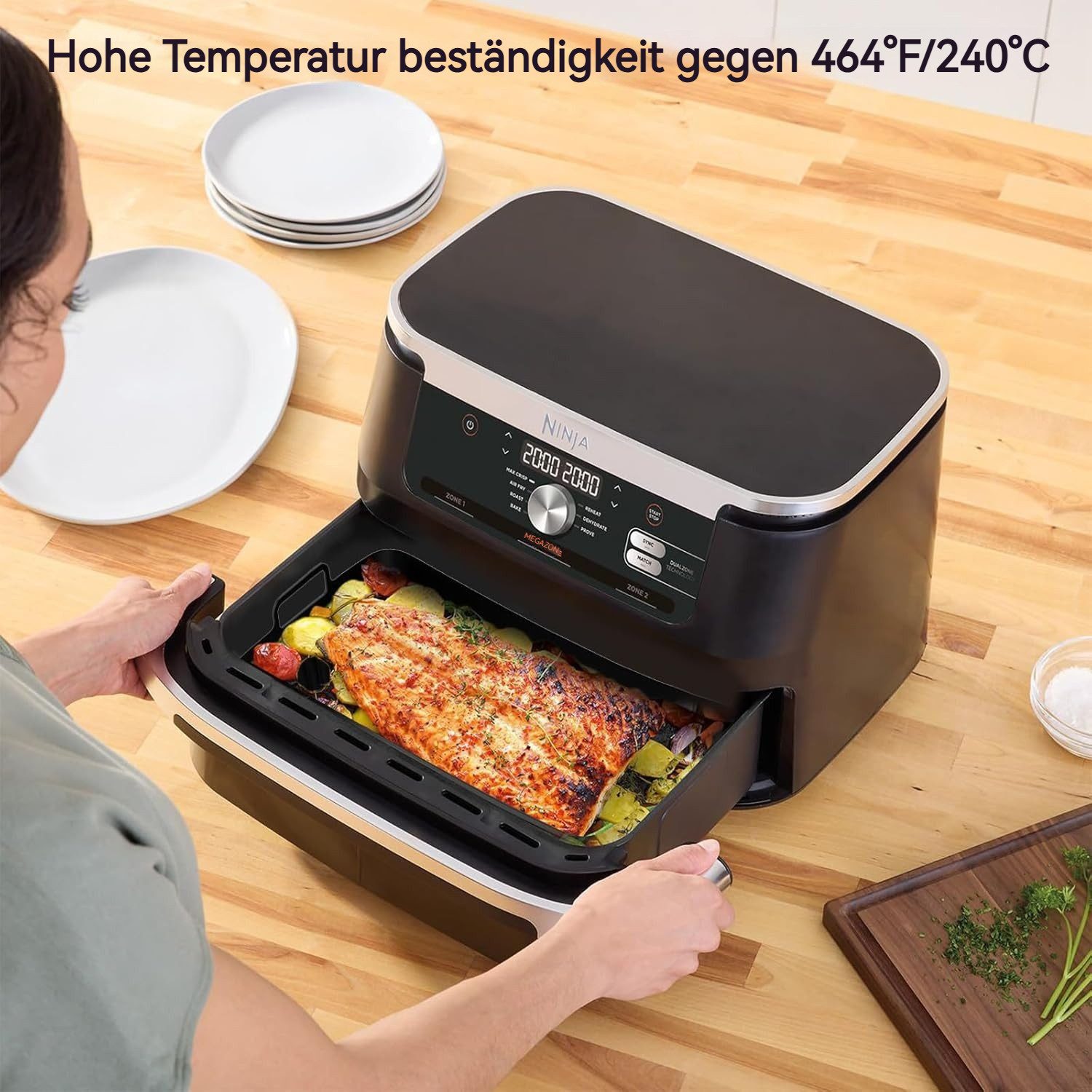 BlingBin Silikonform Ninja Heißluftfritteuse Zubehör für AF500EU / Cosori 10L, (1er Set 1-tlg), Silikonform Airfryer Zubehör für Max Ninja Foodi Flexdrawer 10,4L