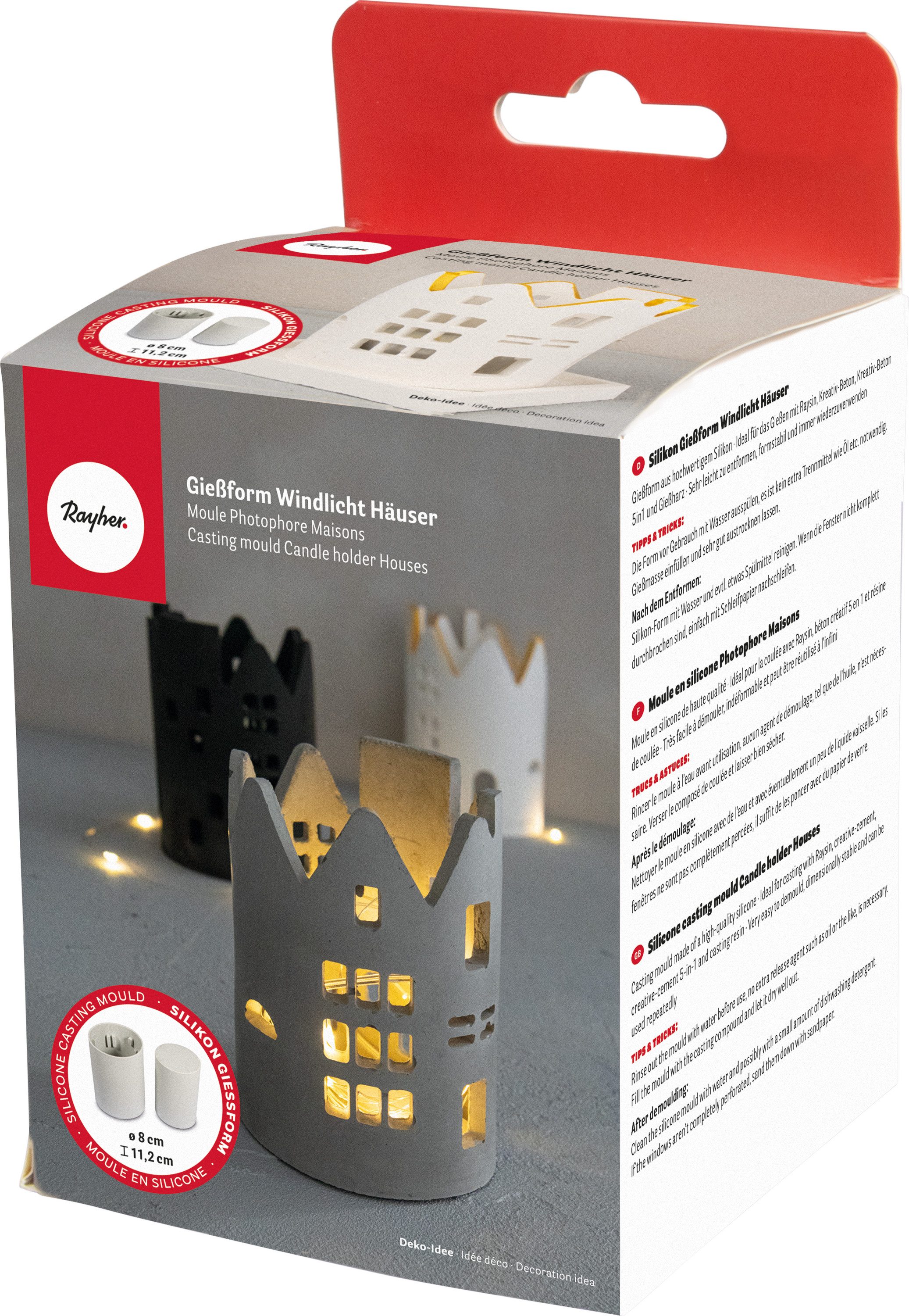 Rayher Hobby Modellierwerkzeug Windlicht Häuser, 11,2x8cm