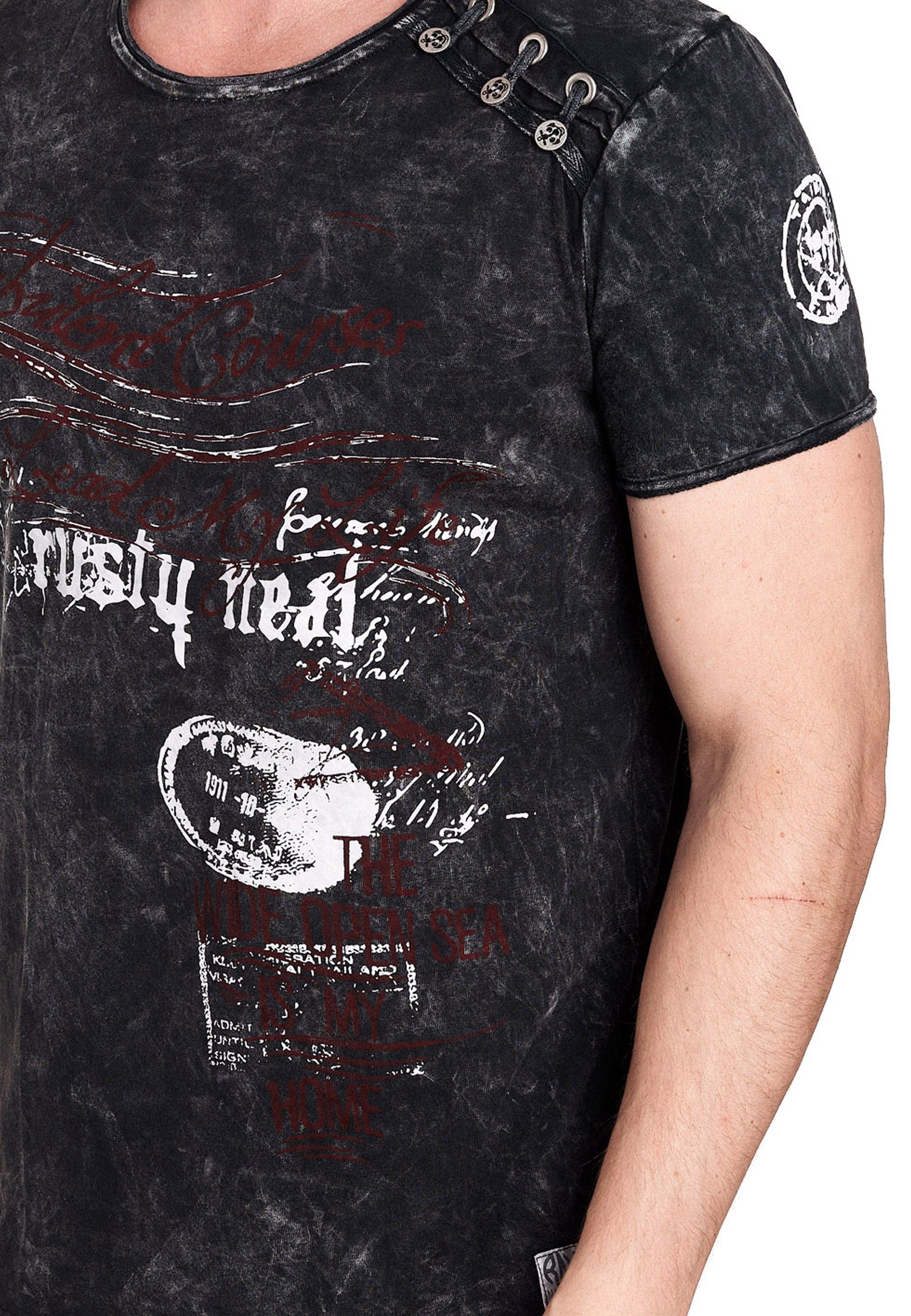 anthrazit Vintage-Look Rusty T-Shirt in tollem Neal