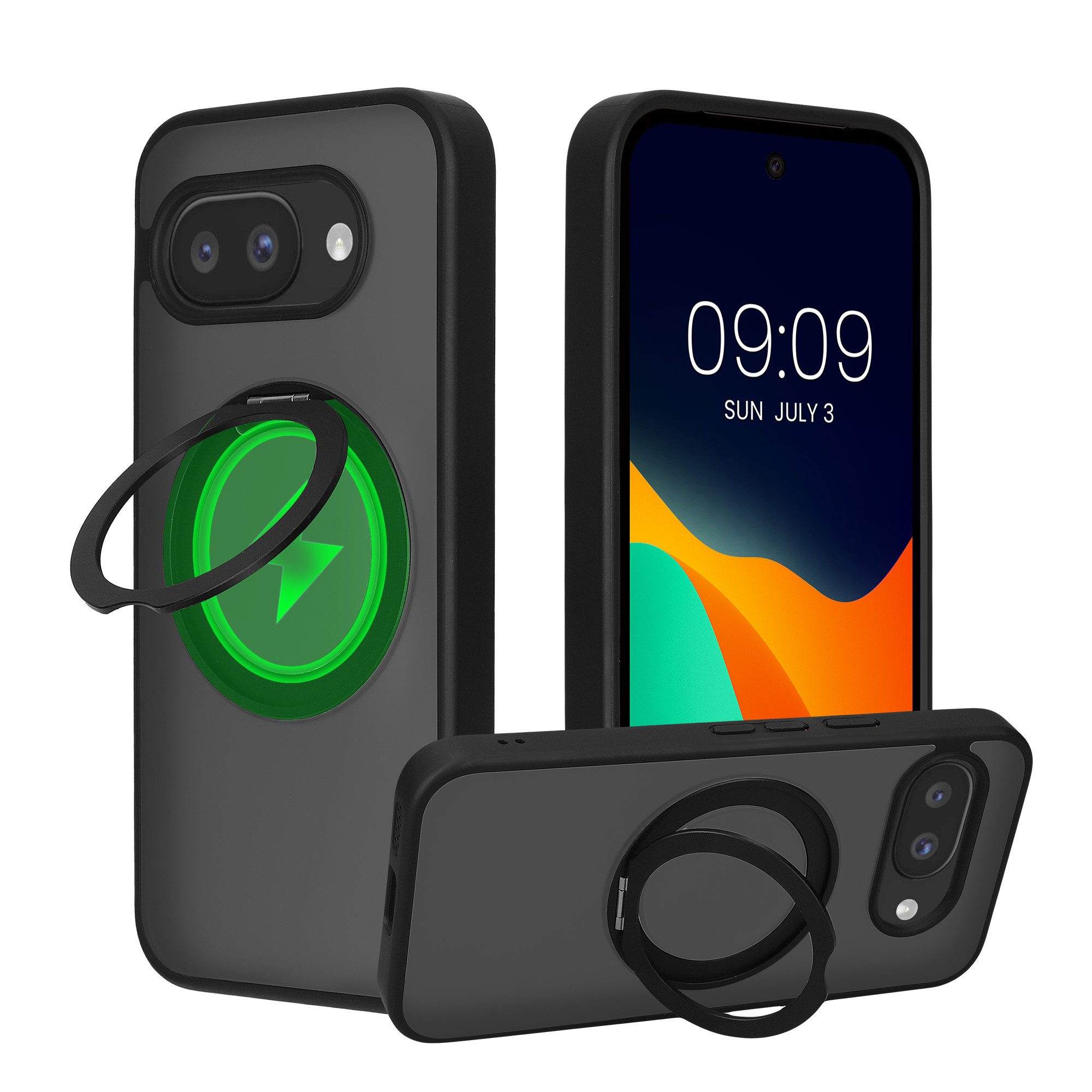 kalibri Smartphone-Hülle Schutzhülle Ringhalter für Google Pixel 9a Hülle, Kickstand 360° Ringhülle kompatibel mit MagSafe