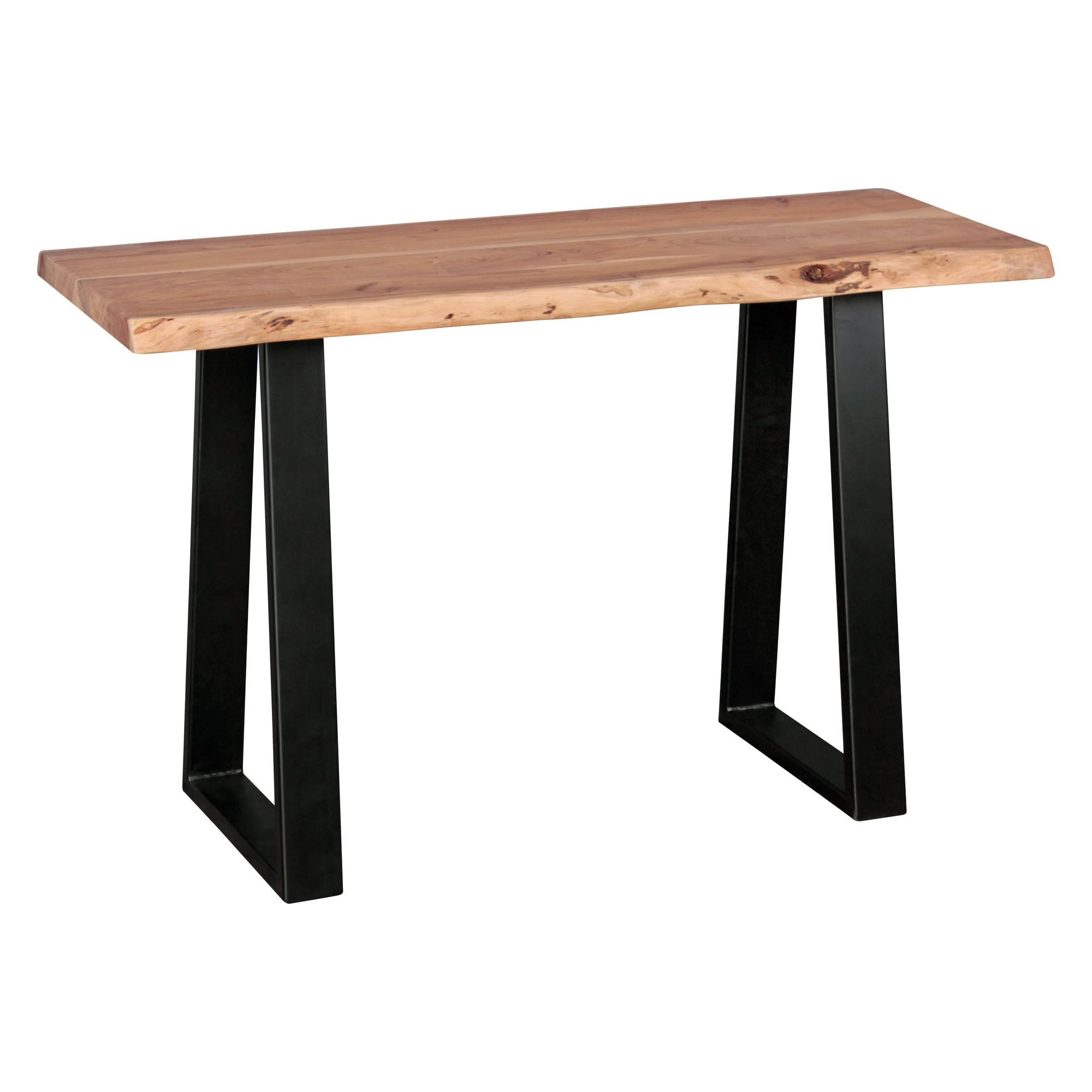 Wohnling Konsolentisch WL1.829 GAYA Landhausstil Schreibtisch Akazie Schminktisch Sekre (Tisch mit Baumkante, Massivholz Akazie 120x45 cm), Flurtisch Landhaus, Schminktisch, Anrichte Flur