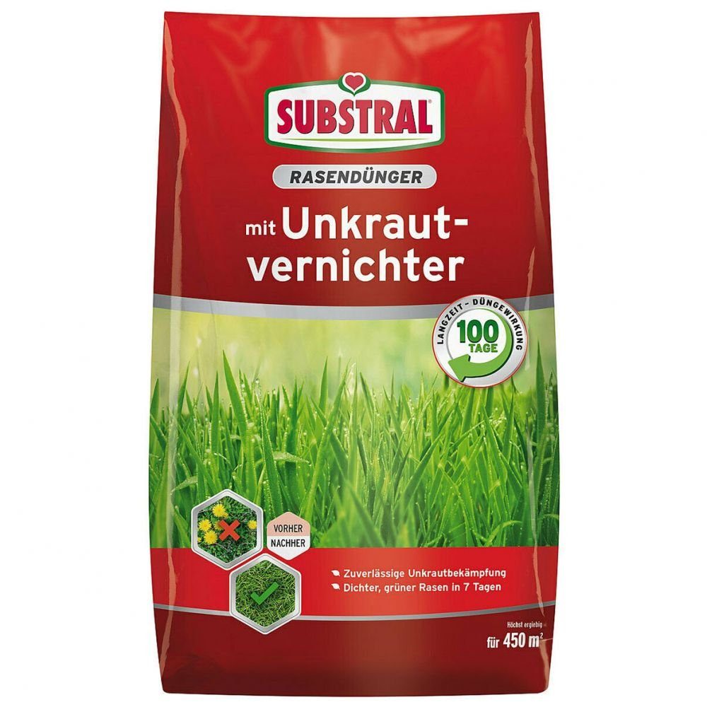 Substral Gartenbau-Substrat Substral Rasendünger mit Unkrautvernichter 9 kg für 450 qm