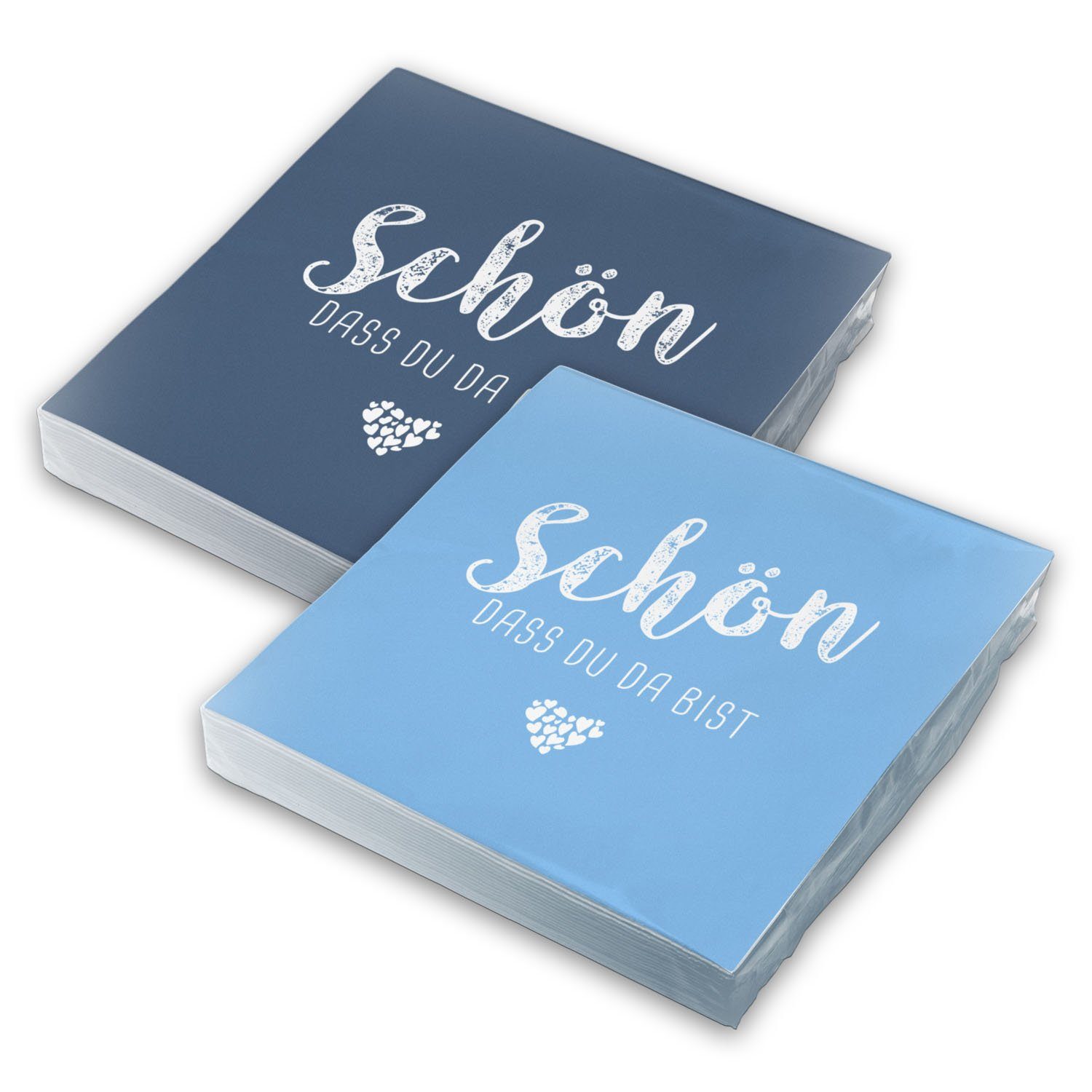itenga Papierserviette itenga 40x Serviette Schön dass du da bist (20x hellblau - 20x dunkelb