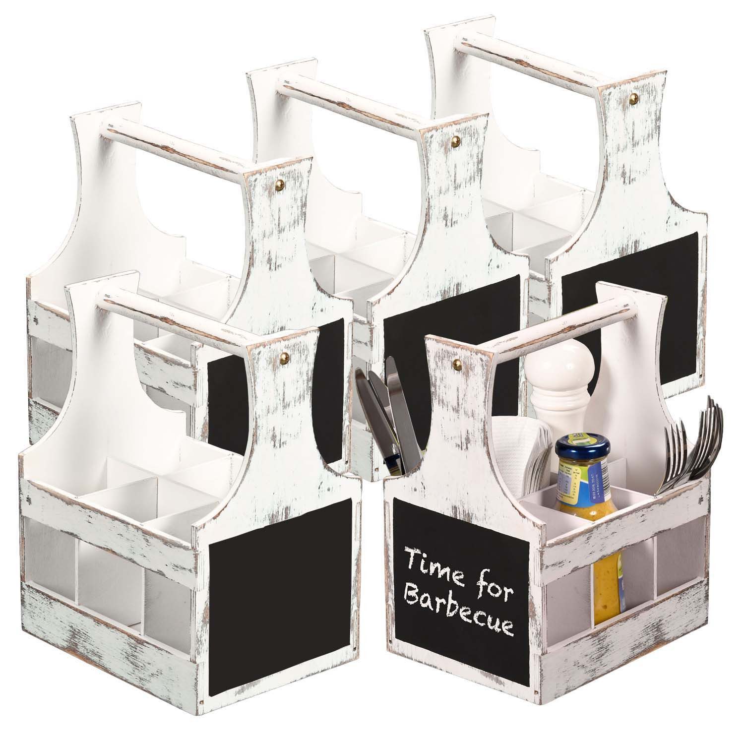Kesper Besteckträger 5 Tischorganizer / Soßen- & Besteckträger - weiß rustikal, (5-tlg), mit Kreidetafel zur individuellen Beschriftung