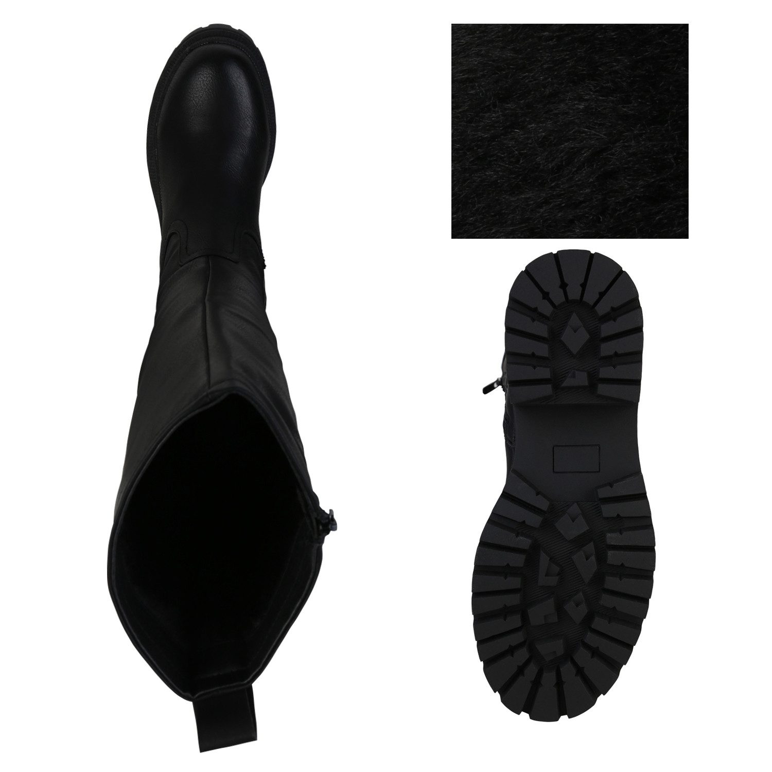 VAN HILL 839544 Plateaustiefel Damen Leicht Gefütterte Plateaustiefel Stiefel Profil-Sohle