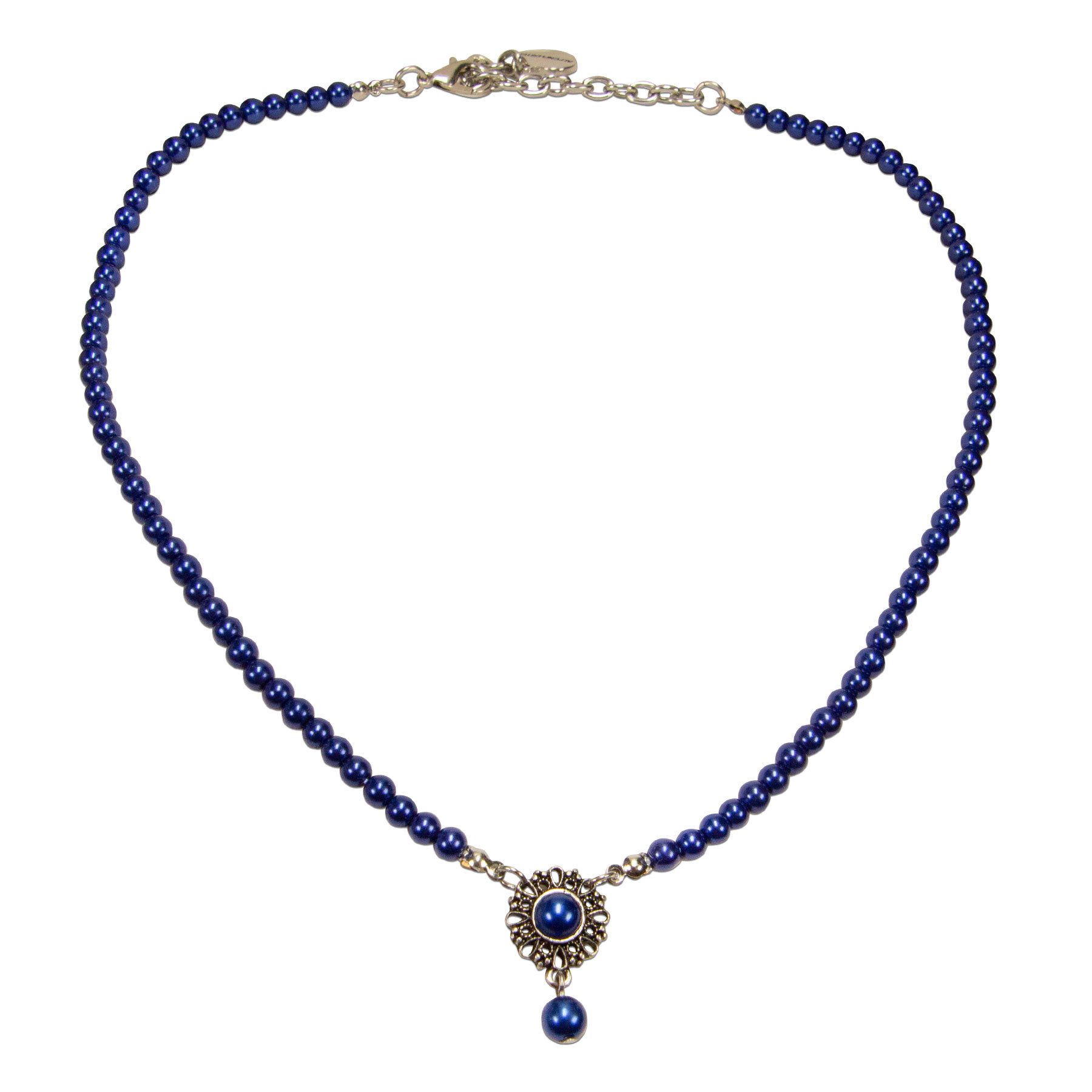 Alpenflüstern Collier Trachten-Perlen-Halskette Helena (blau), - elegante Trachtenkette - nostalgischer Damen-Trachtenschmuck, filig