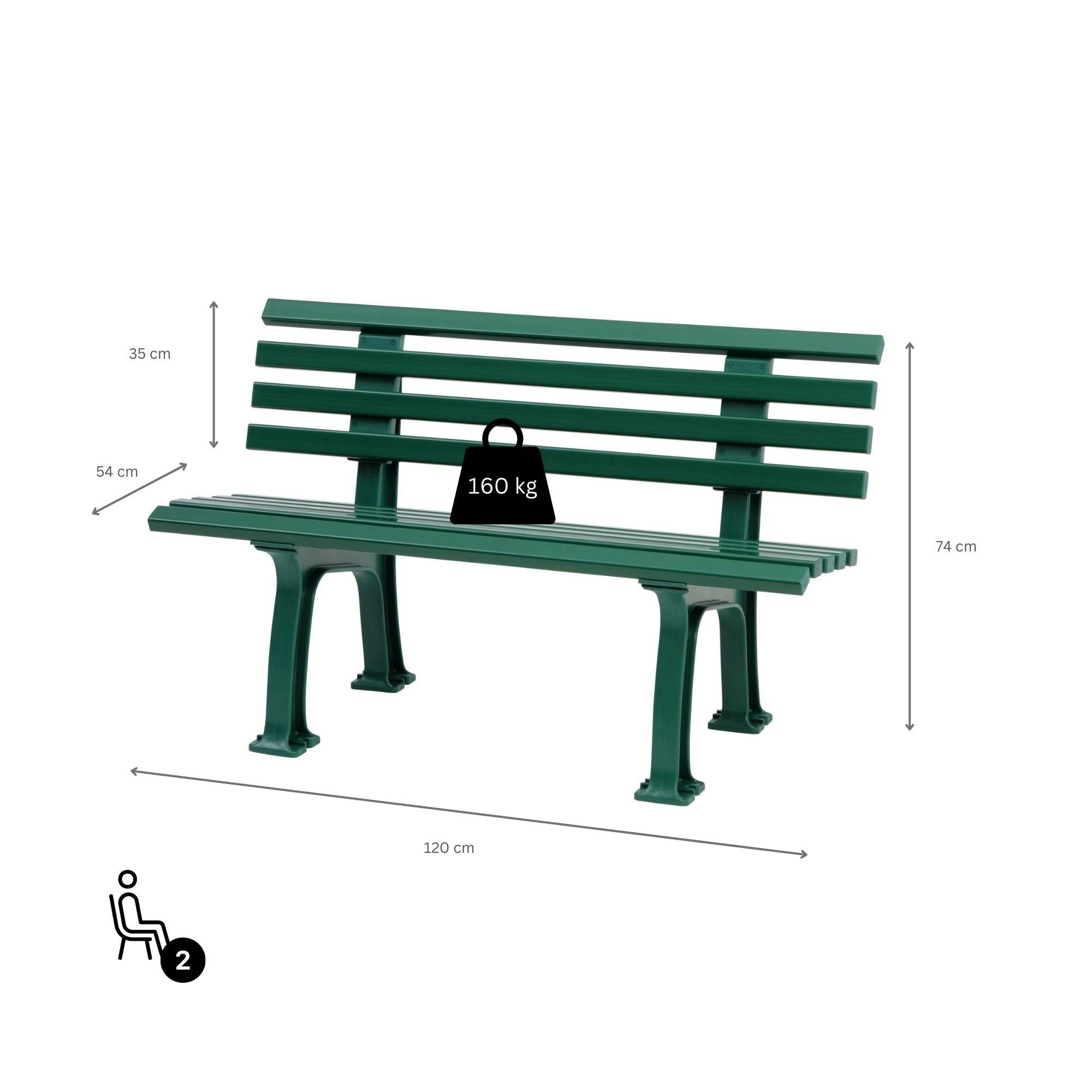 PROREGAL® Gartenbank ANTIGUA aus Kunststoff Parkbank Sitzbank Garten Balkon Terrasse