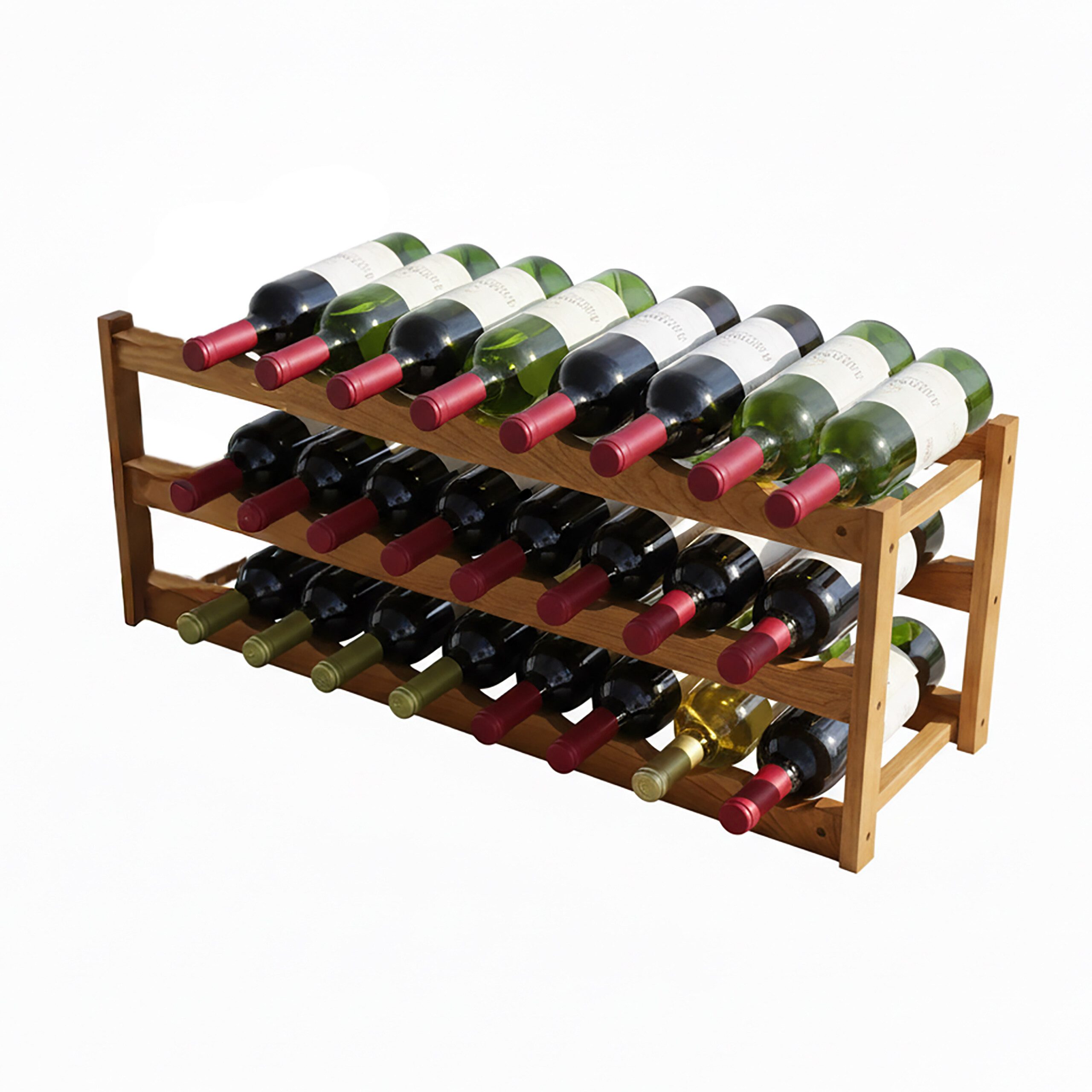 relaxdays Weinregal aus Walnuss für 24 Flasche