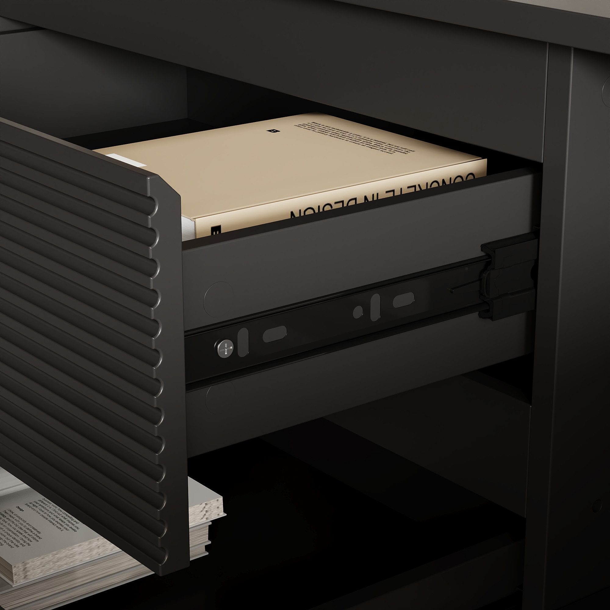 FUFU&GAGA Sideboard Modernes Sideboard, Kommode, schwarz matt, MDF, 160×40×80 cm