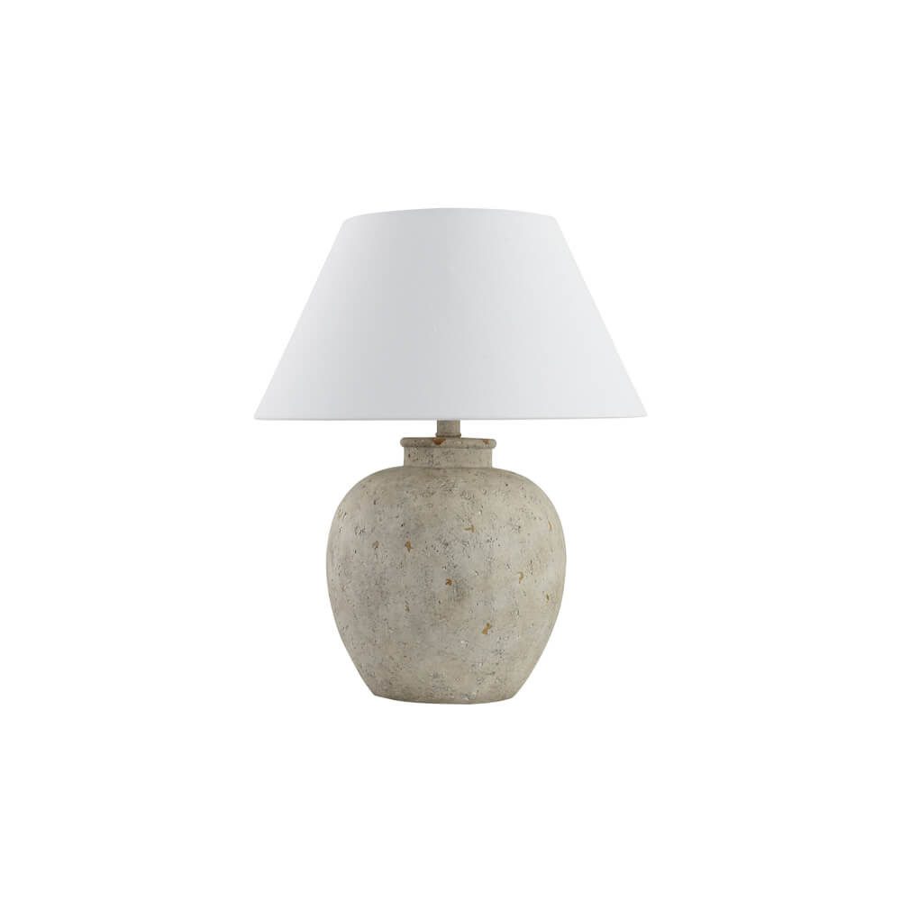 HOME DELUXE Tischleuchte LENE in Steinoptik - Größenauswahl Ø 42/50, ohne Leuchtmittel, Schirm beige Kegelform, Tischlampe, Schreibtischlampe